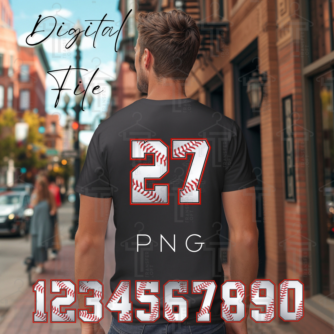 Baseball Numbers PNG - Flat