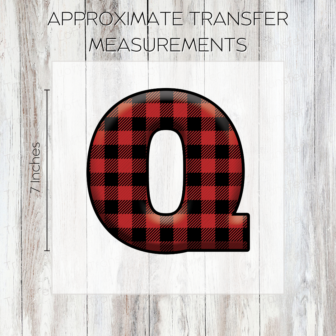 Red Plaid Initials- Full Color Transfer