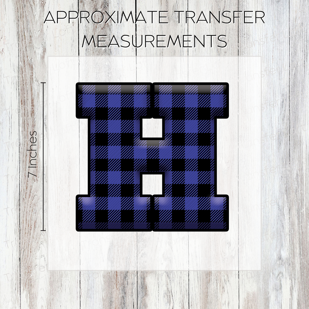 Blue Plaid Initials- Full Color Transfer