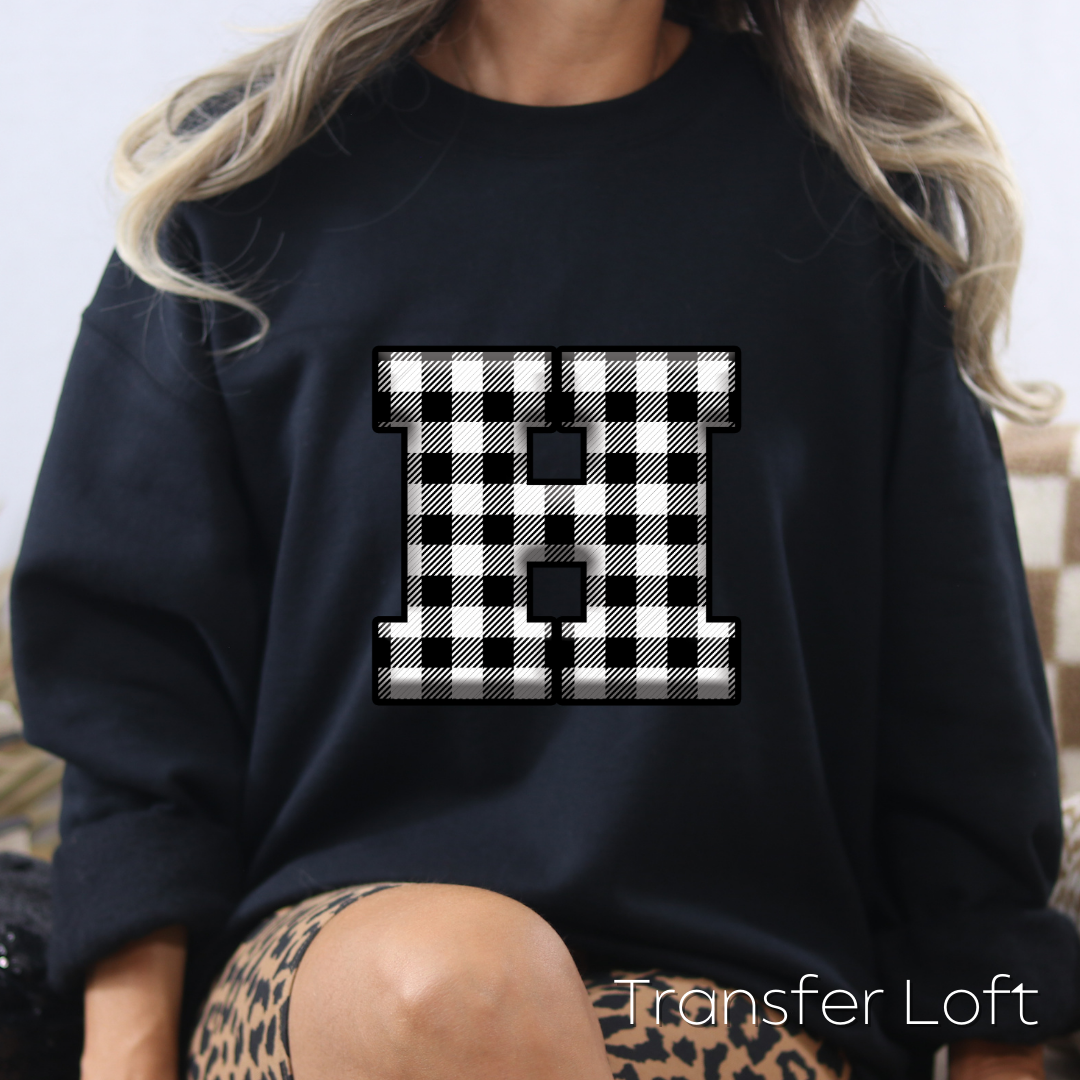 White Plaid Initials- Full Color Transfer