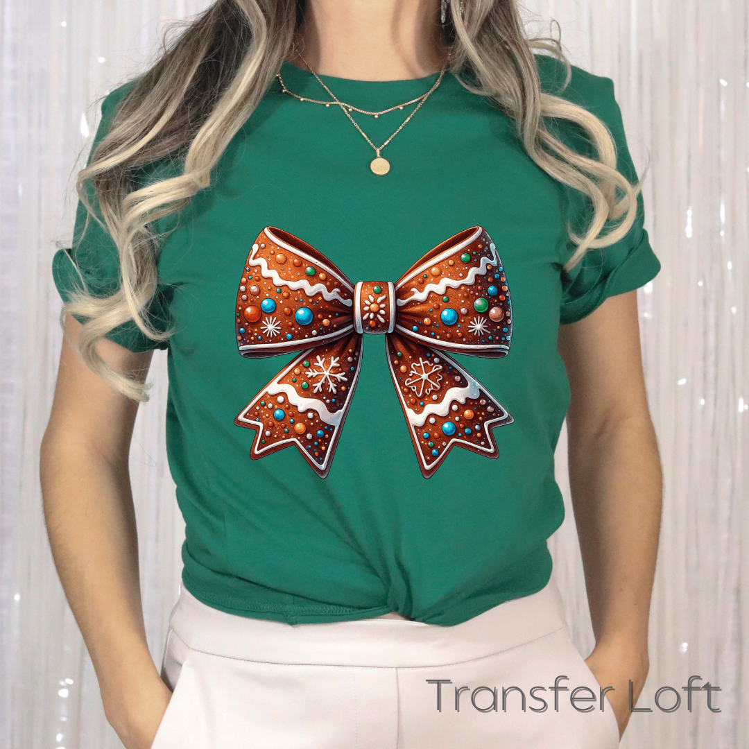 Gingerbread Coquette bow - Full Color Transfer