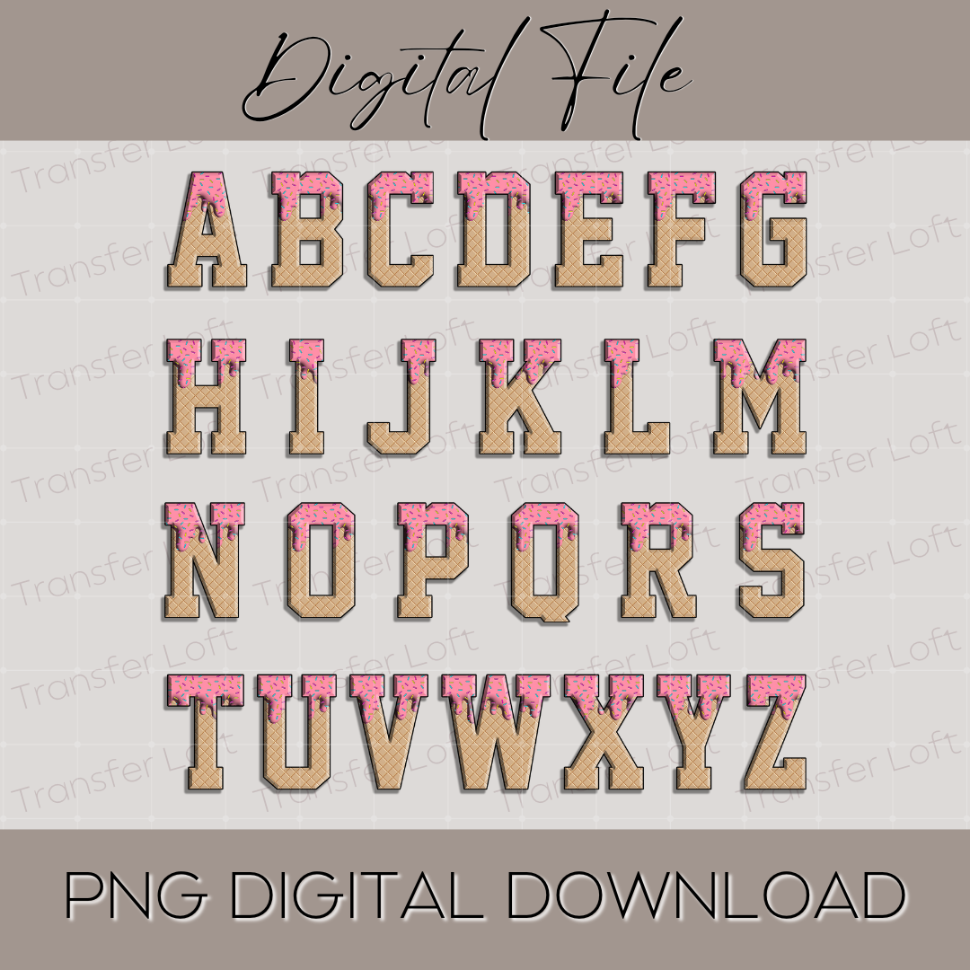 Pink Ice Cream Drip Letters Png