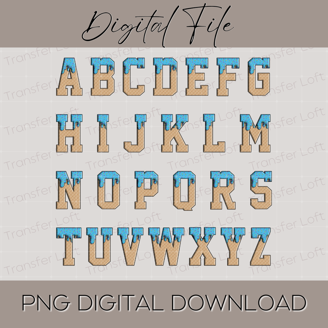 Blue Ice Cream Drip Letters Png