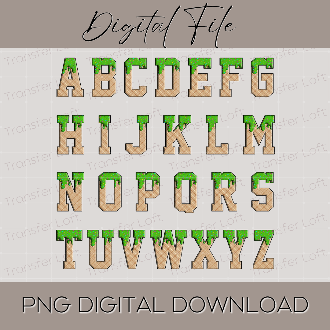 Kelly Green Ice Cream Drip Letters Png