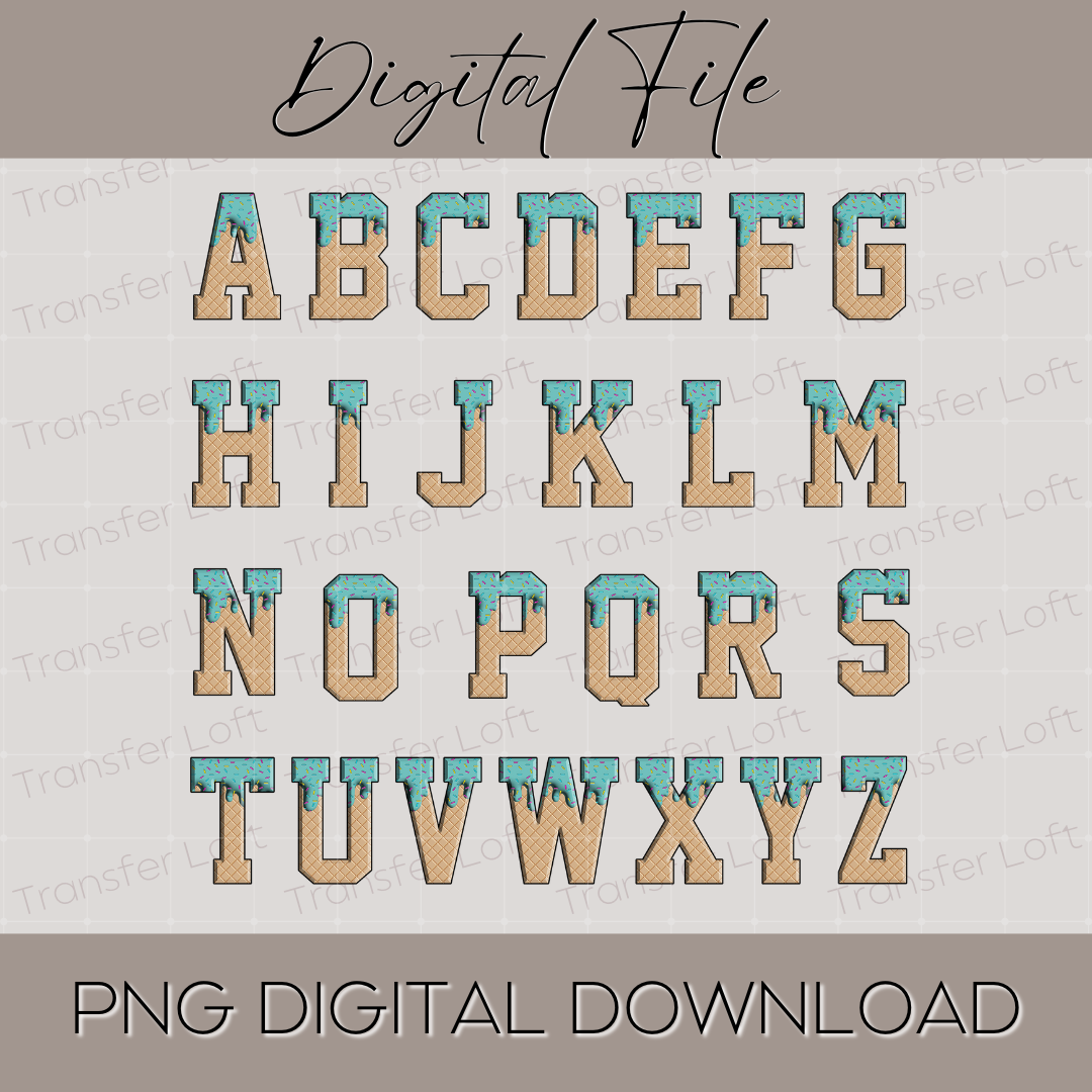 Teal Ice Cream Drip Letters Png