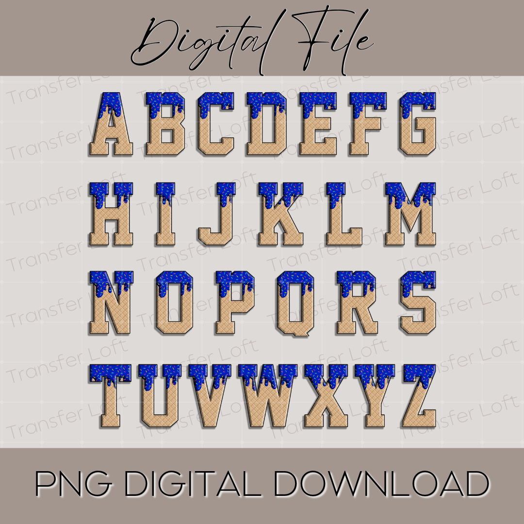 Royal Blue Ice Cream Drip Letters Png