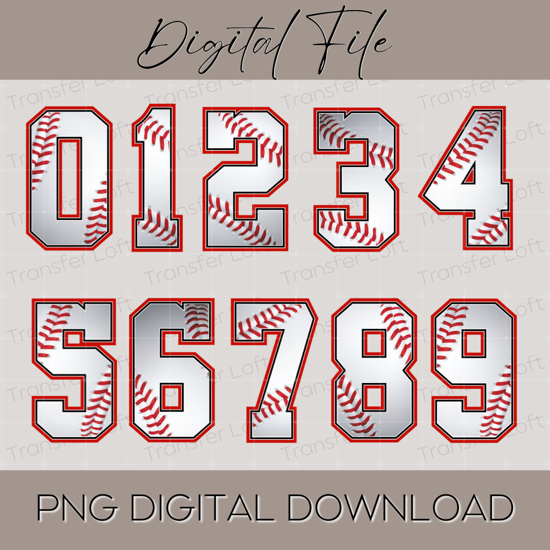 Baseball Numbers PNG - Flat