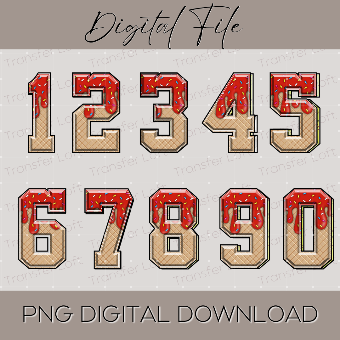 Red Ice Cream Drip numbers PNG