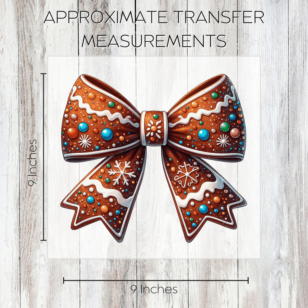 Gingerbread Coquette bow - Full Color Transfer