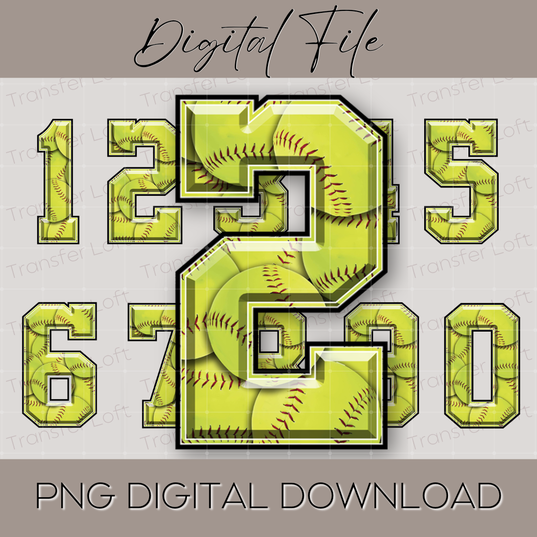 Softball numbers PNG