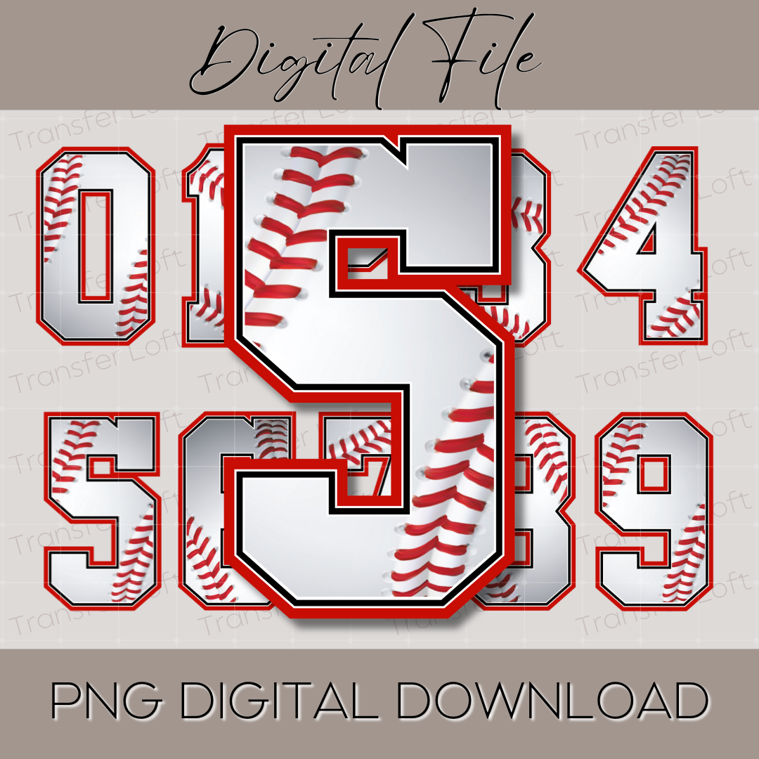 Baseball Numbers PNG - Flat