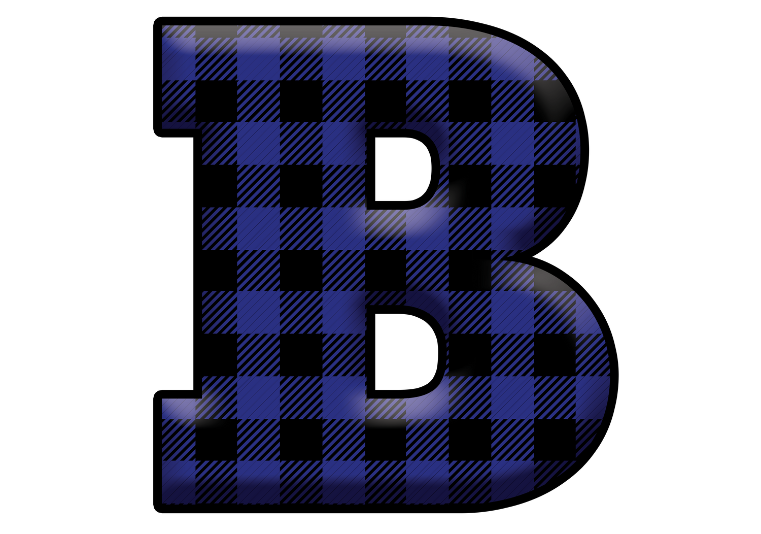 Blue Plaid Initials- Full Color Transfer