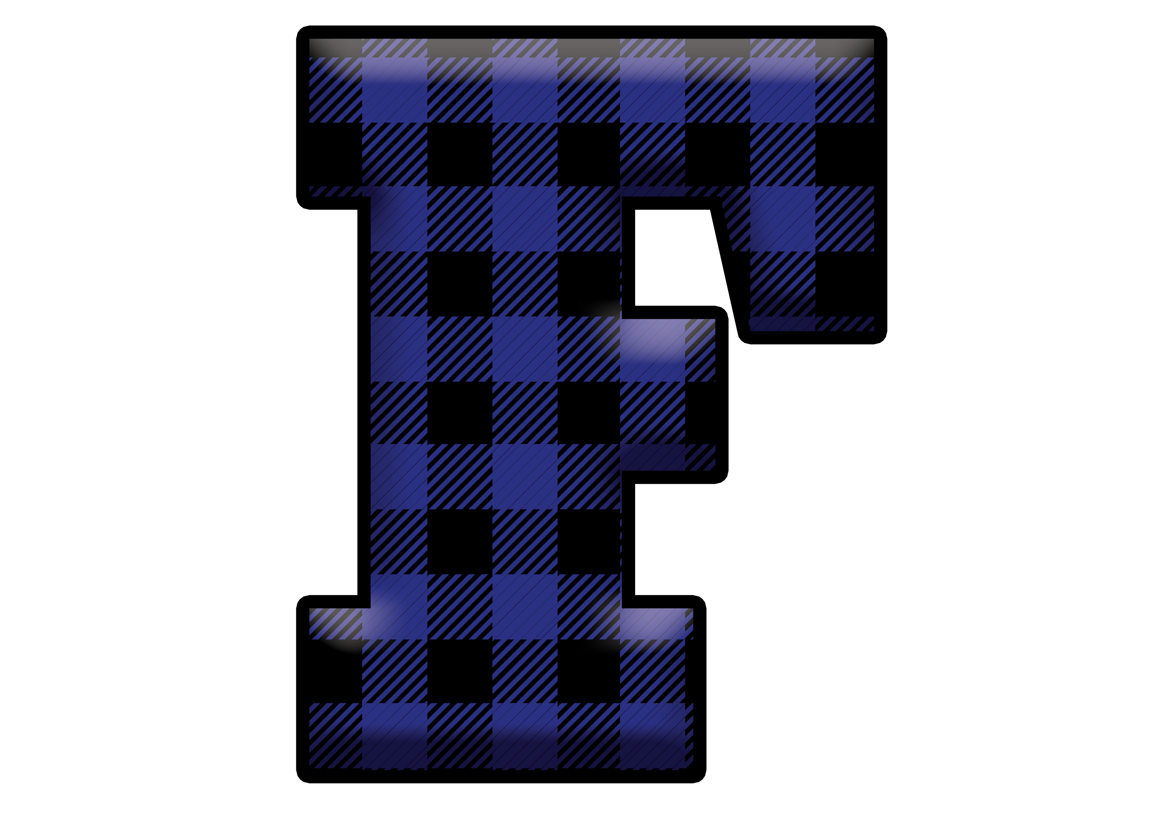 Blue Plaid Initials- Full Color Transfer