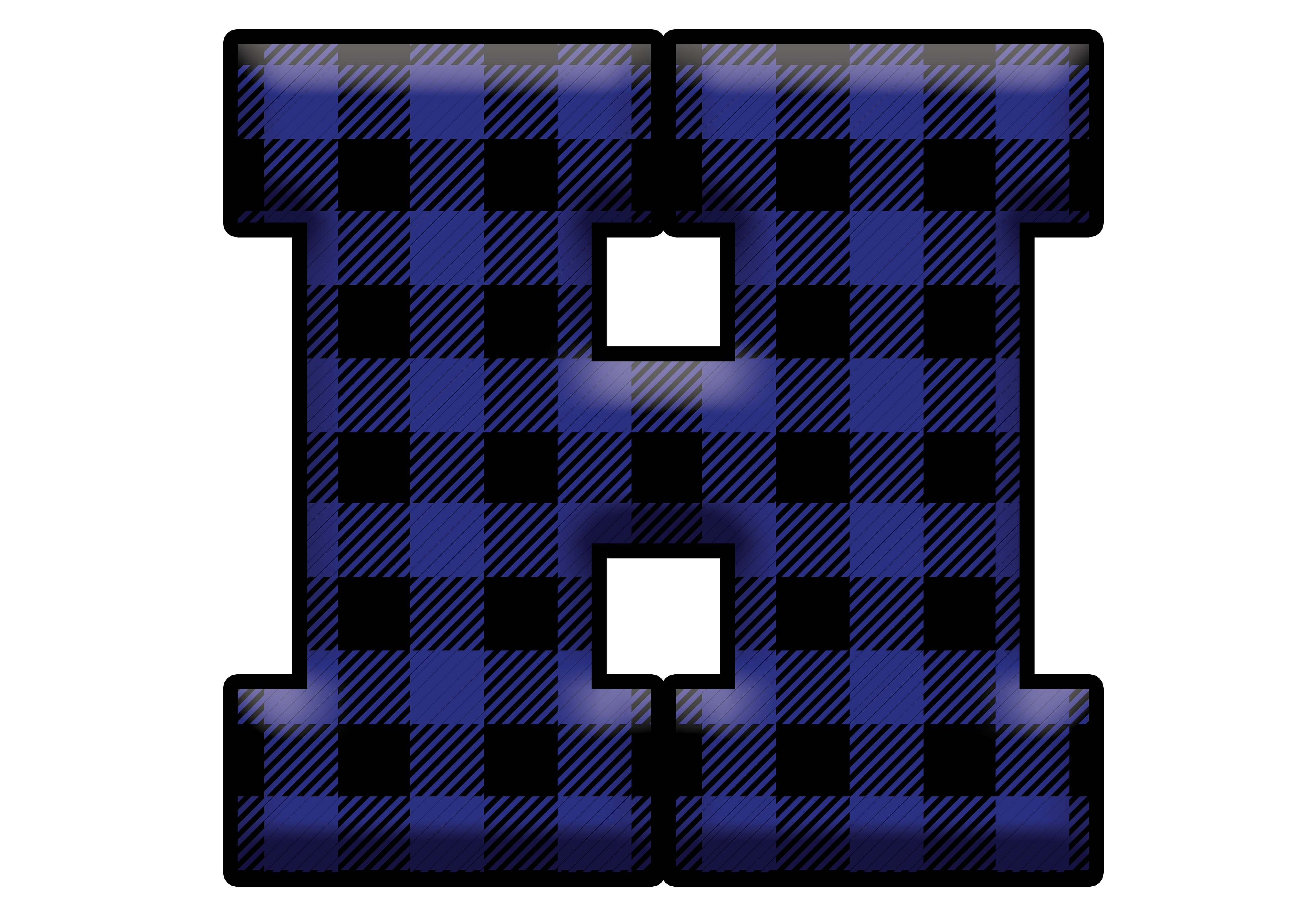 Blue Plaid Initials- Full Color Transfer