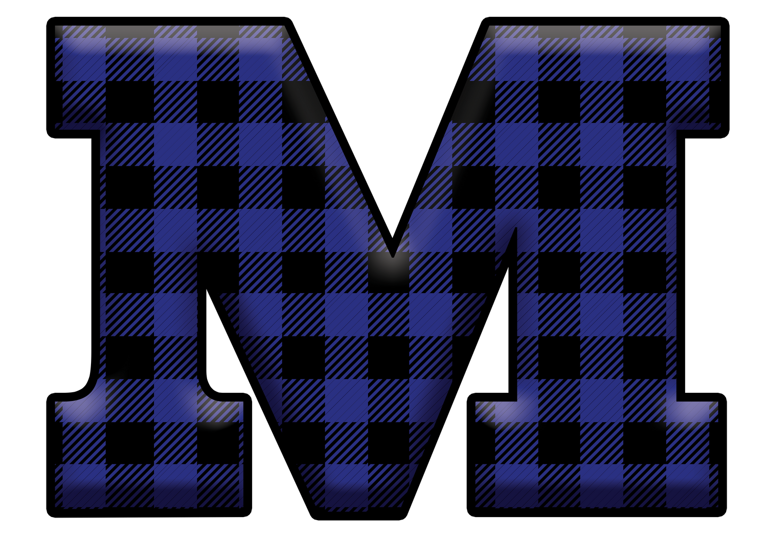 Blue Plaid Initials- Full Color Transfer