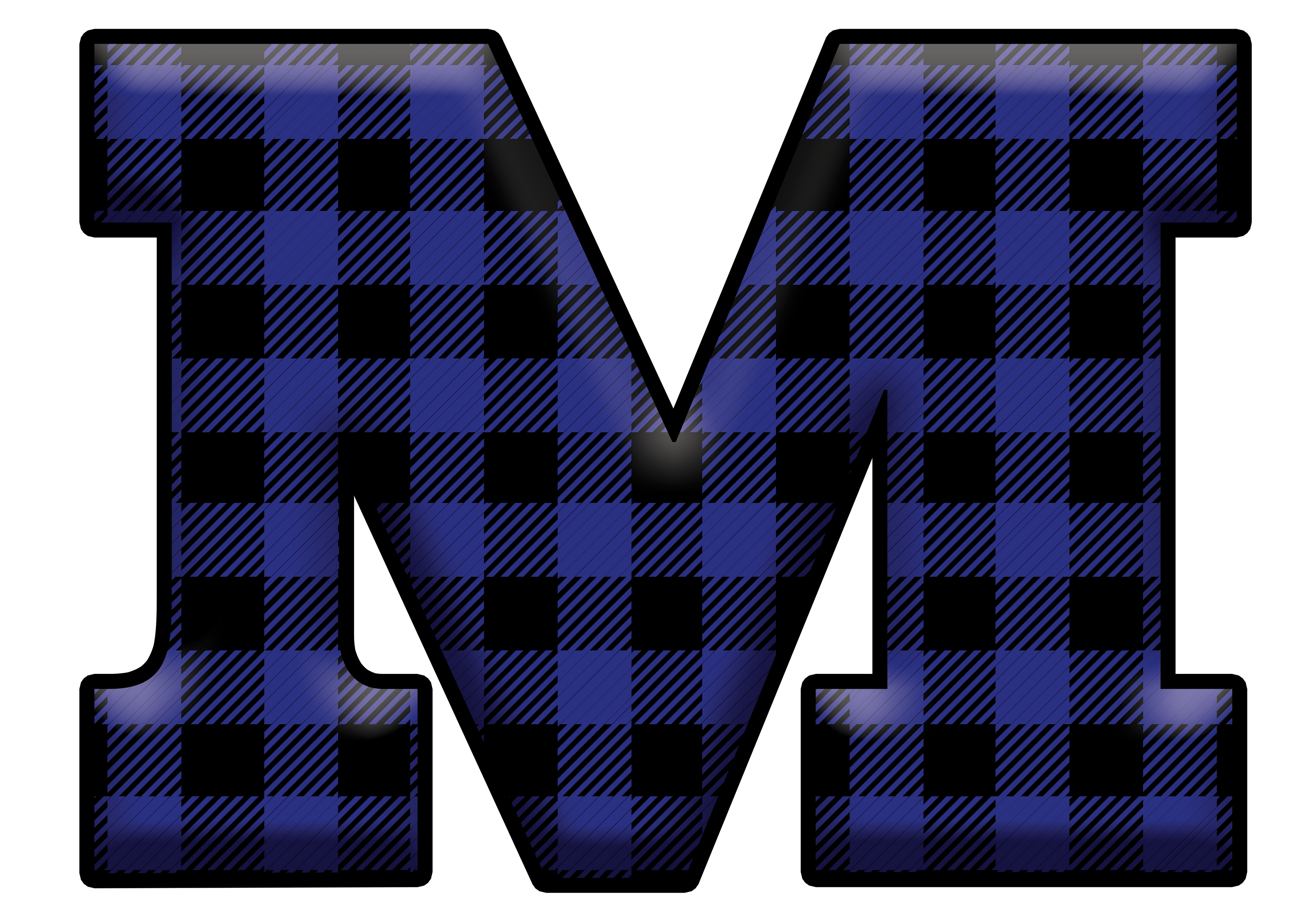 Blue Plaid Initials- Full Color Transfer