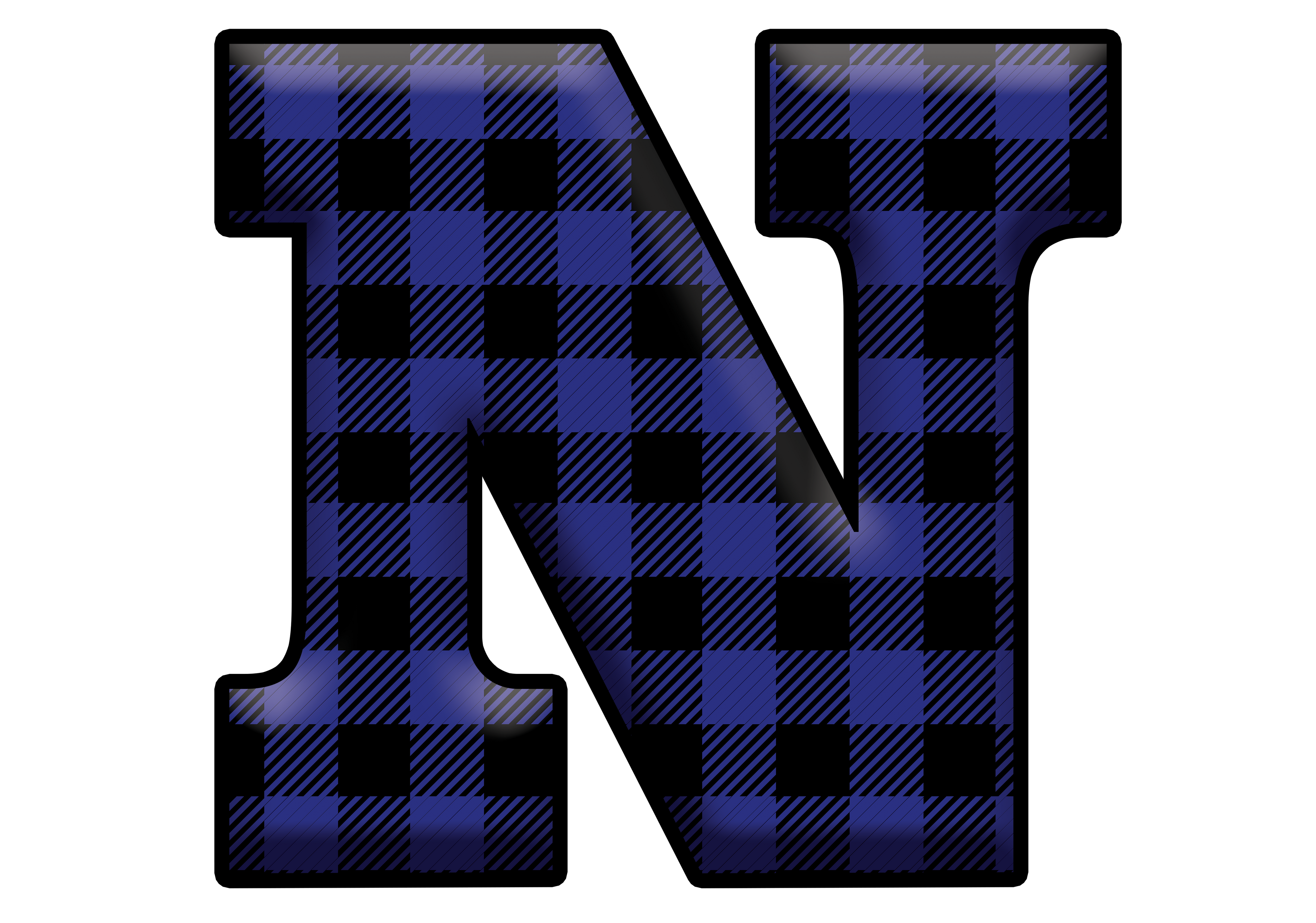 Blue Plaid Initials- Full Color Transfer