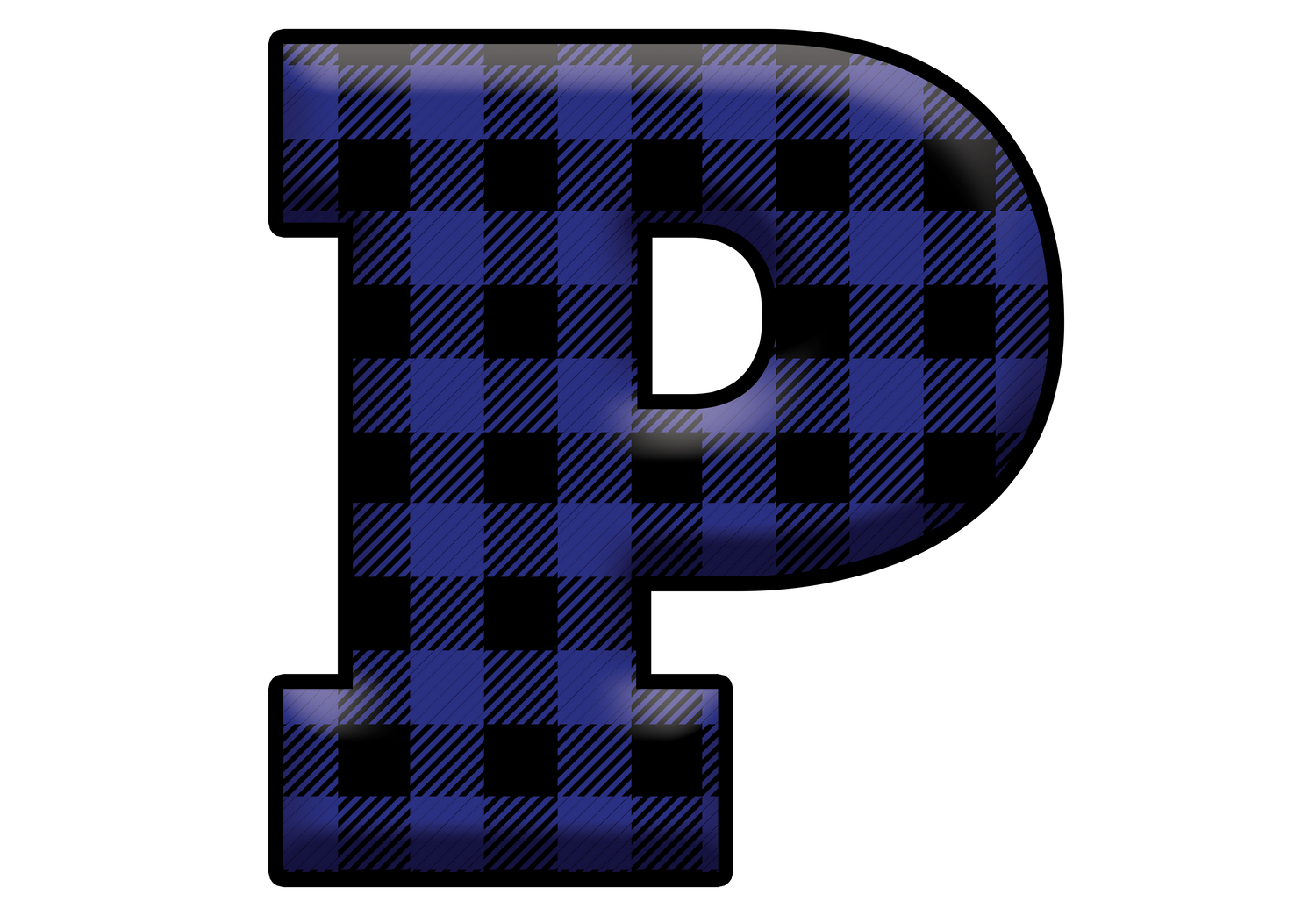 Blue Plaid Initials- Full Color Transfer