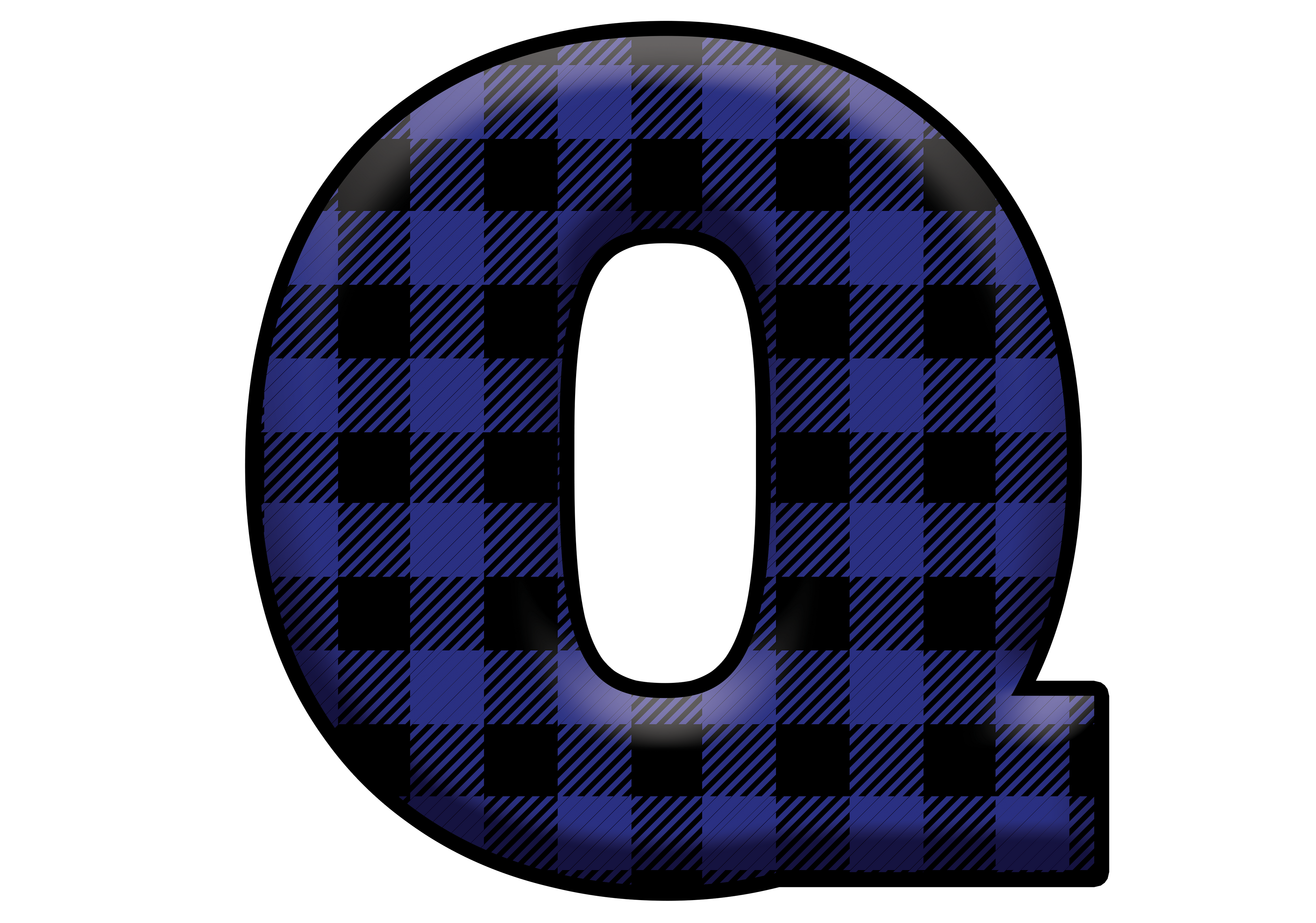 Blue Plaid Initials- Full Color Transfer