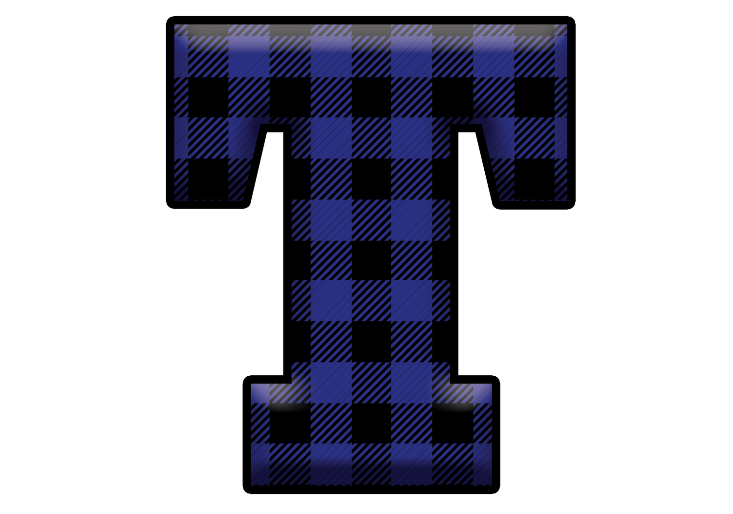 Blue Plaid Initials- Full Color Transfer