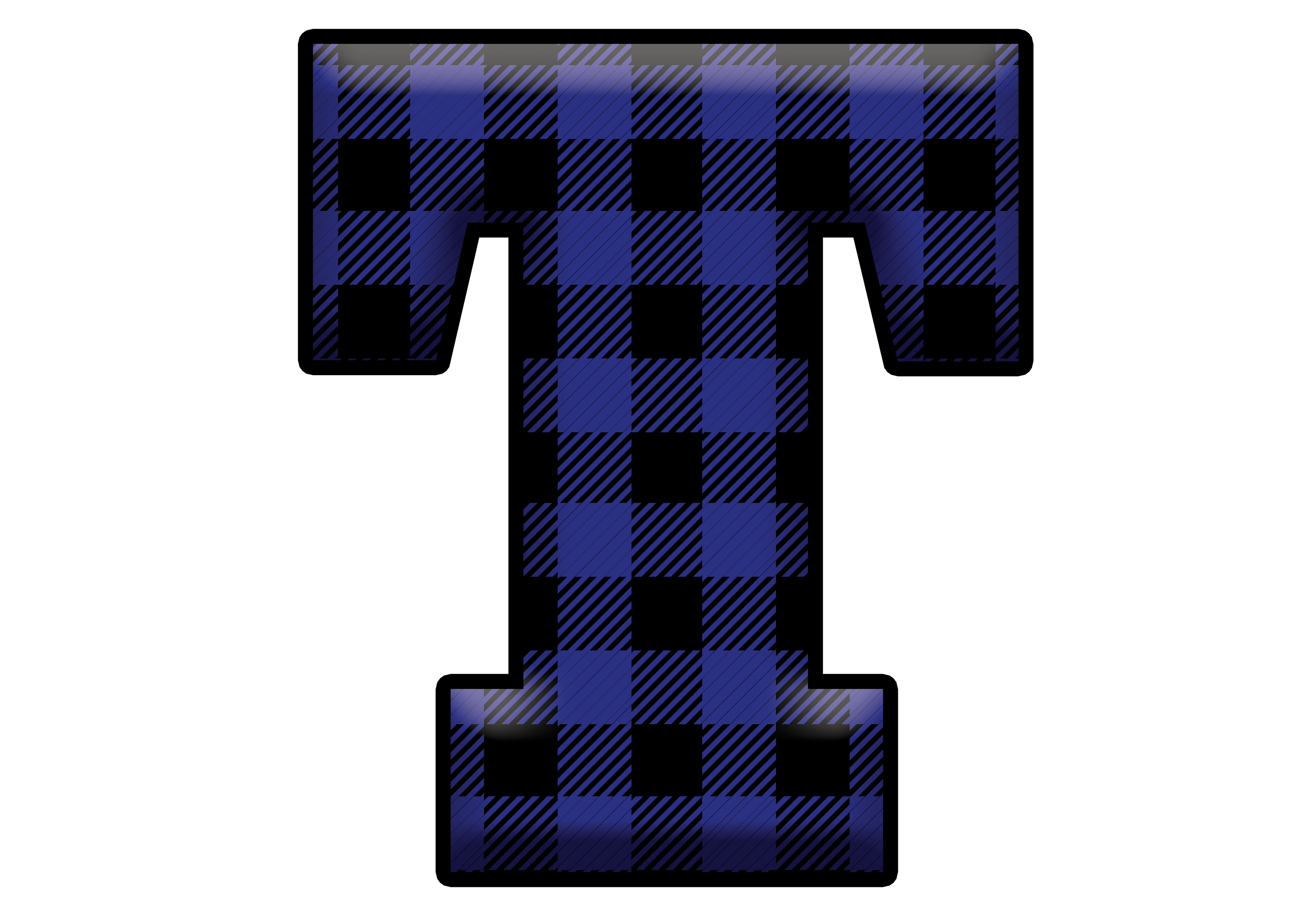 Blue Plaid Initials- Full Color Transfer