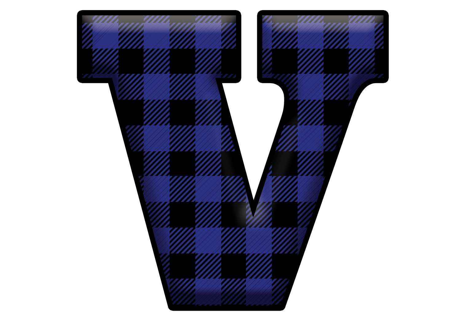 Blue Plaid Initials- Full Color Transfer