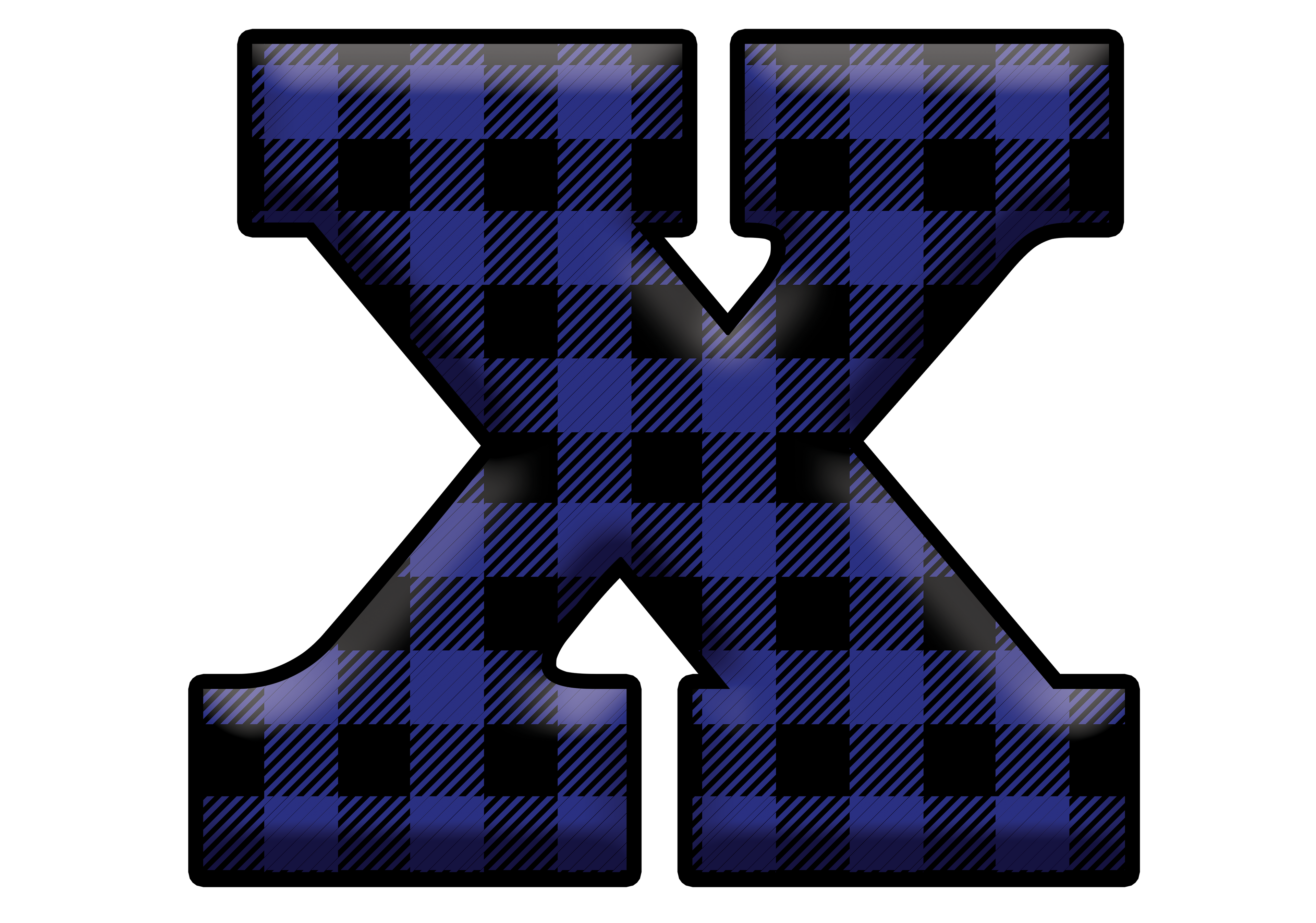 Blue Plaid Initials- Full Color Transfer