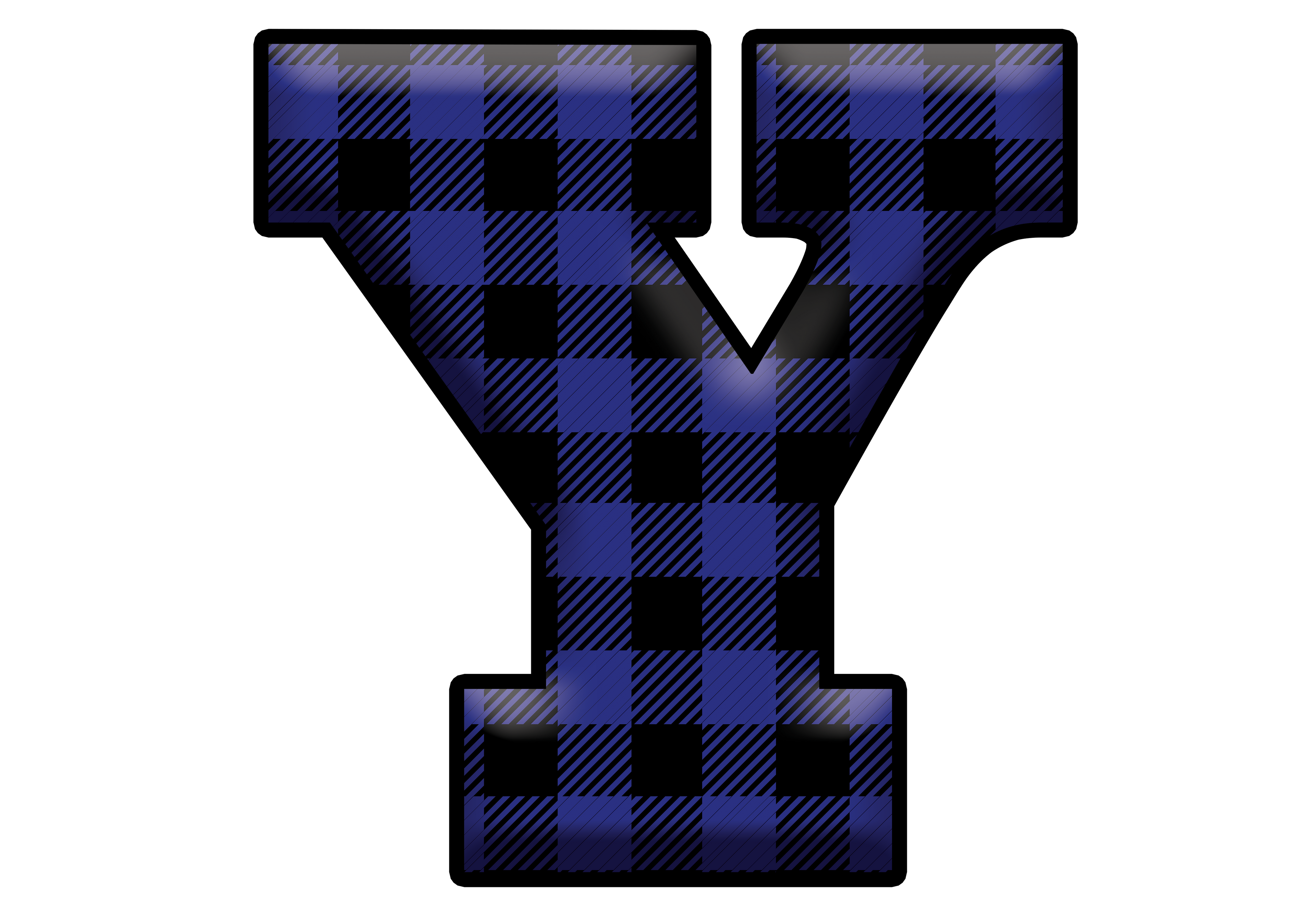 Blue Plaid Initials- Full Color Transfer