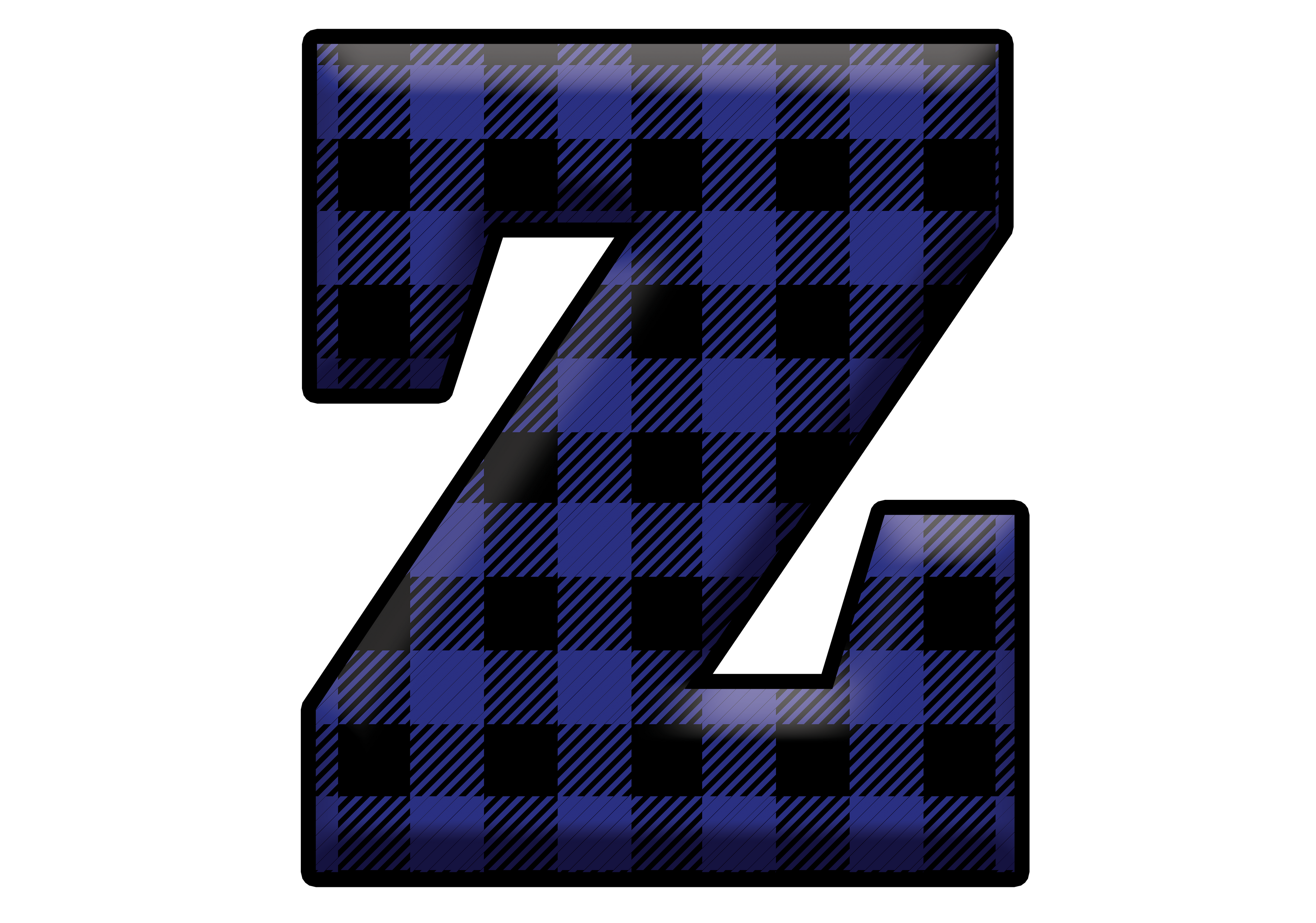 Blue Plaid Initials- Full Color Transfer