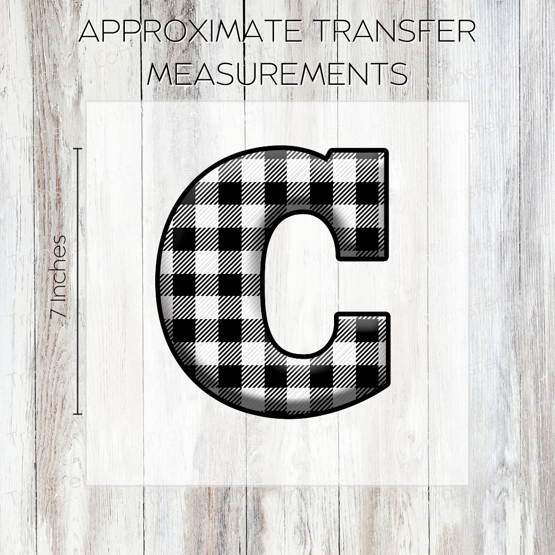 White Plaid Initials- Full Color Transfer