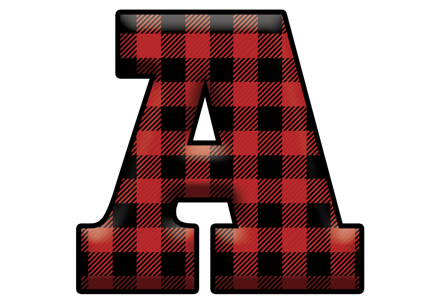 Red Plaid Initials- Full Color Transfer