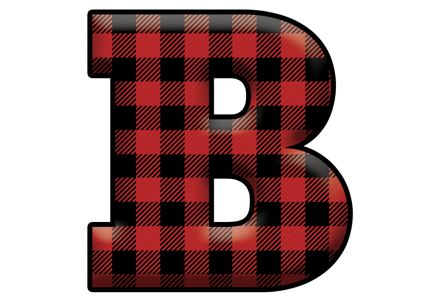 Red Plaid Initials- Full Color Transfer