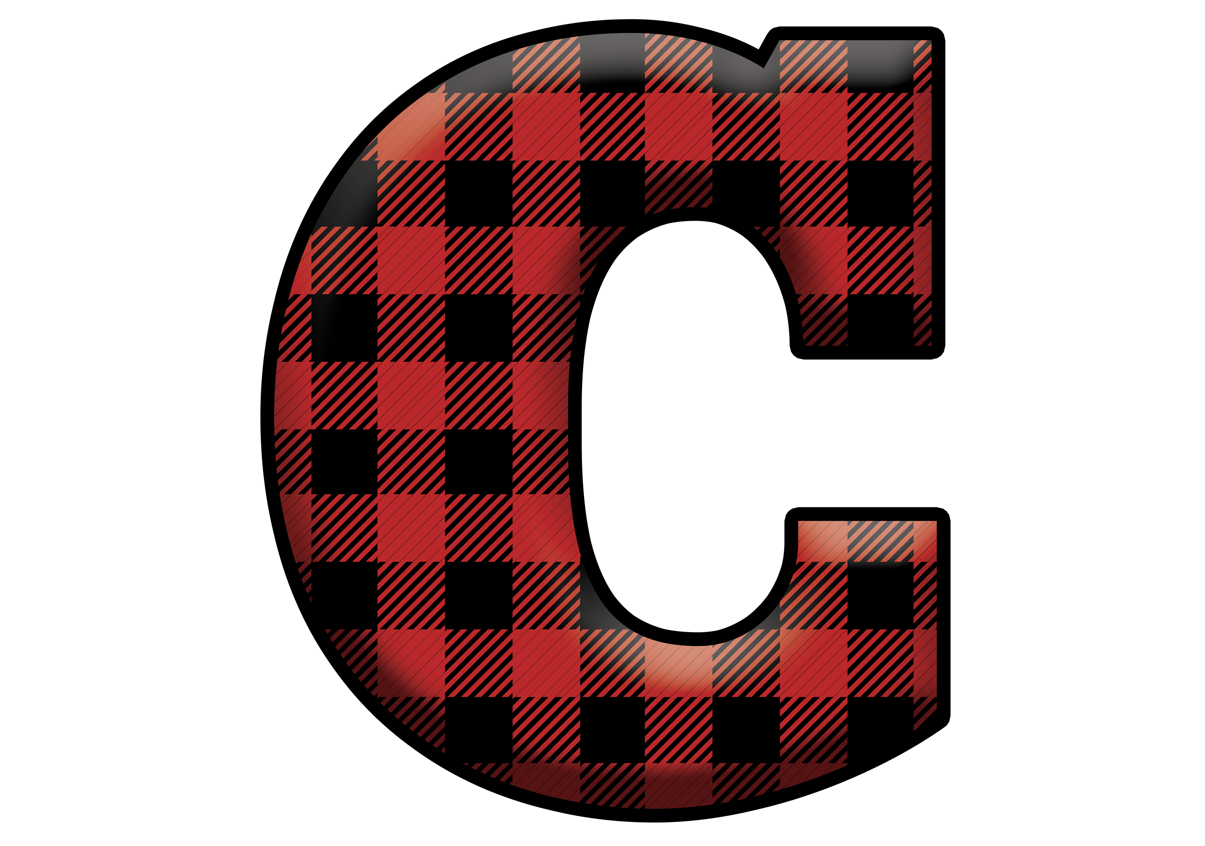 Red Plaid Initials- Full Color Transfer