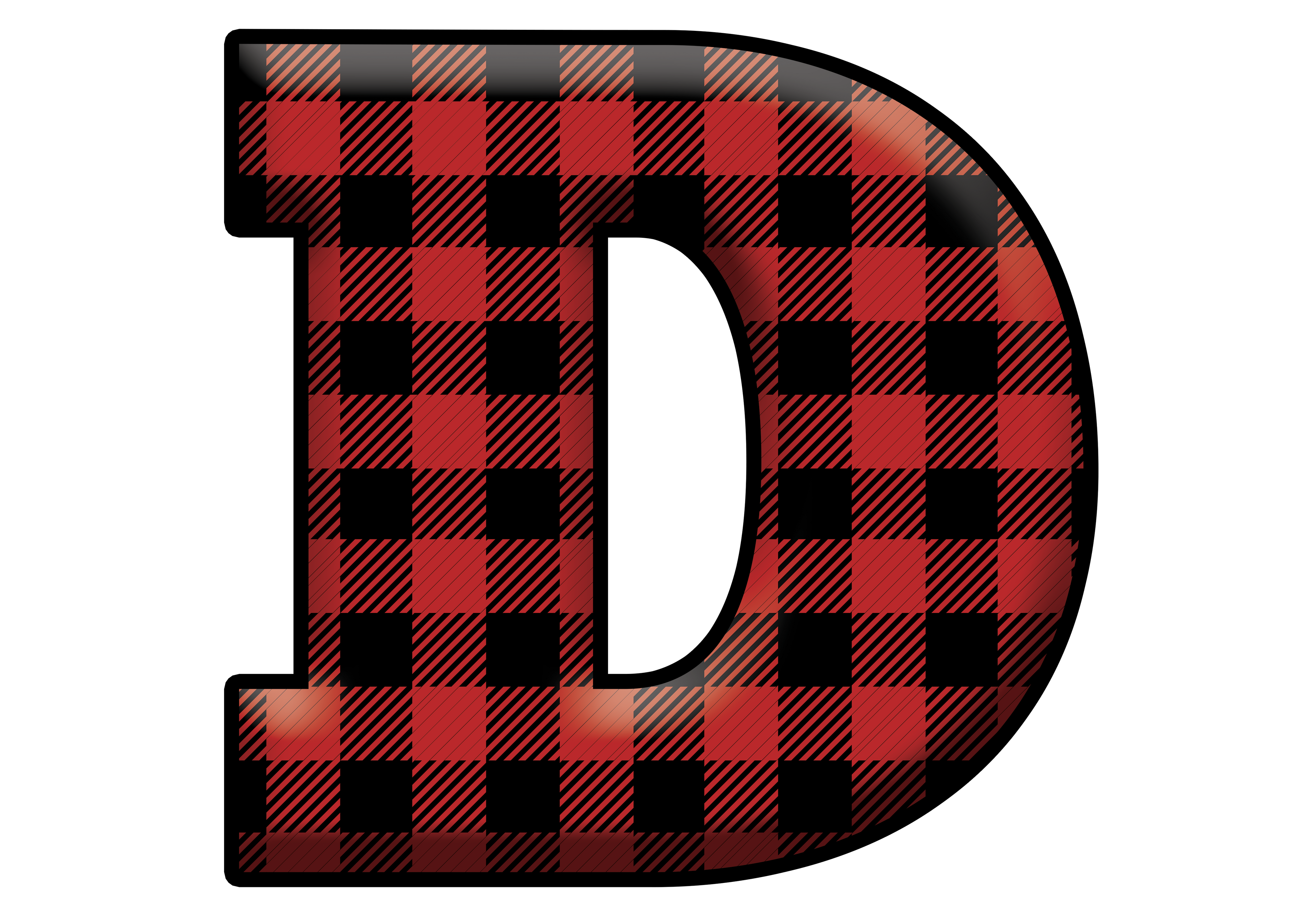 Red Plaid Initials- Full Color Transfer