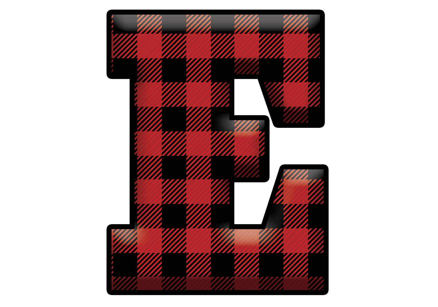 Red Plaid Initials- Full Color Transfer