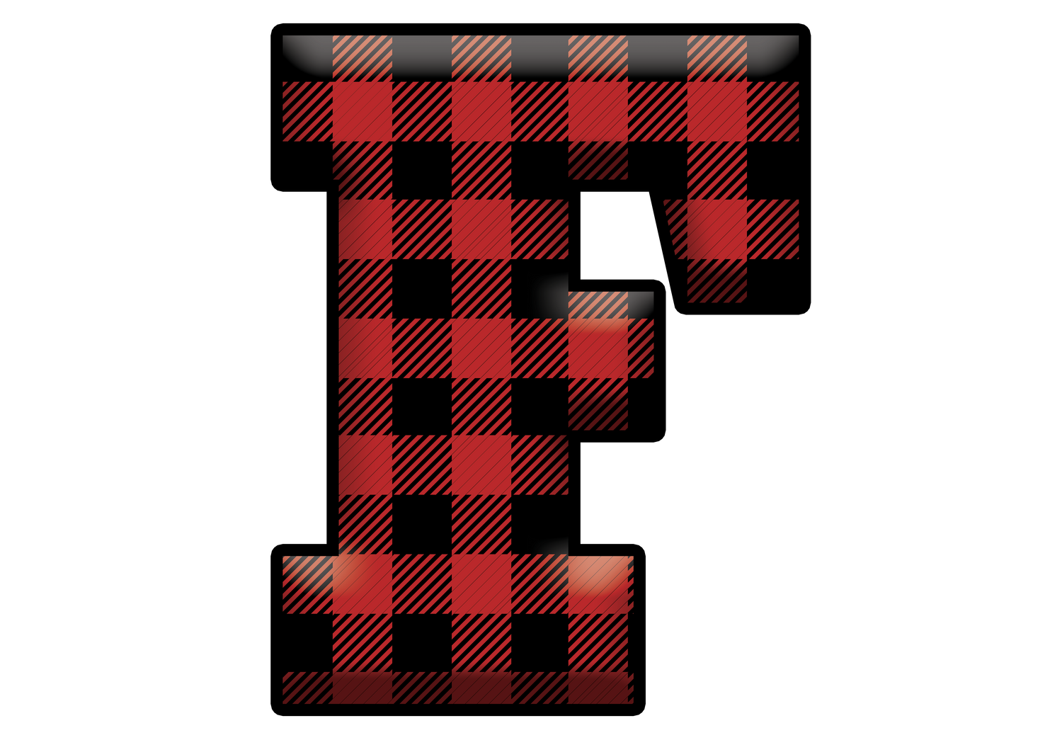 Red Plaid Initials- Full Color Transfer