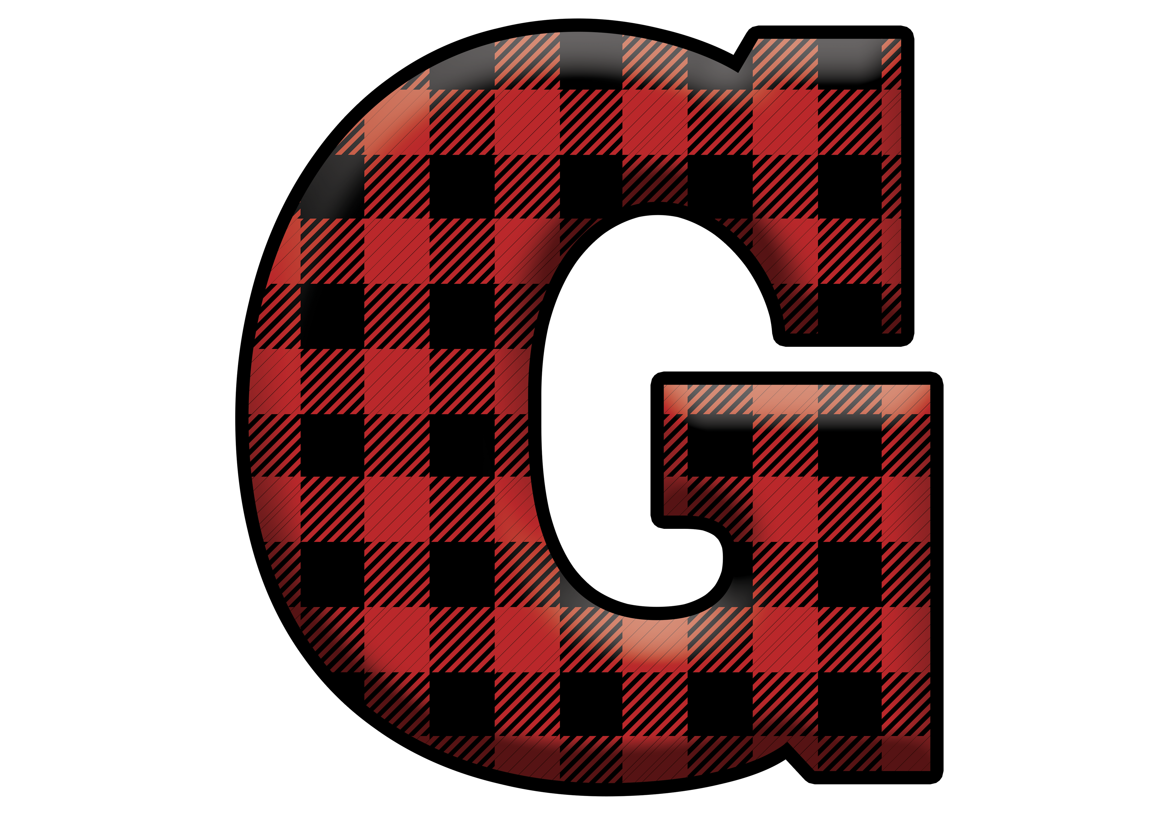 Red Plaid Initials- Full Color Transfer