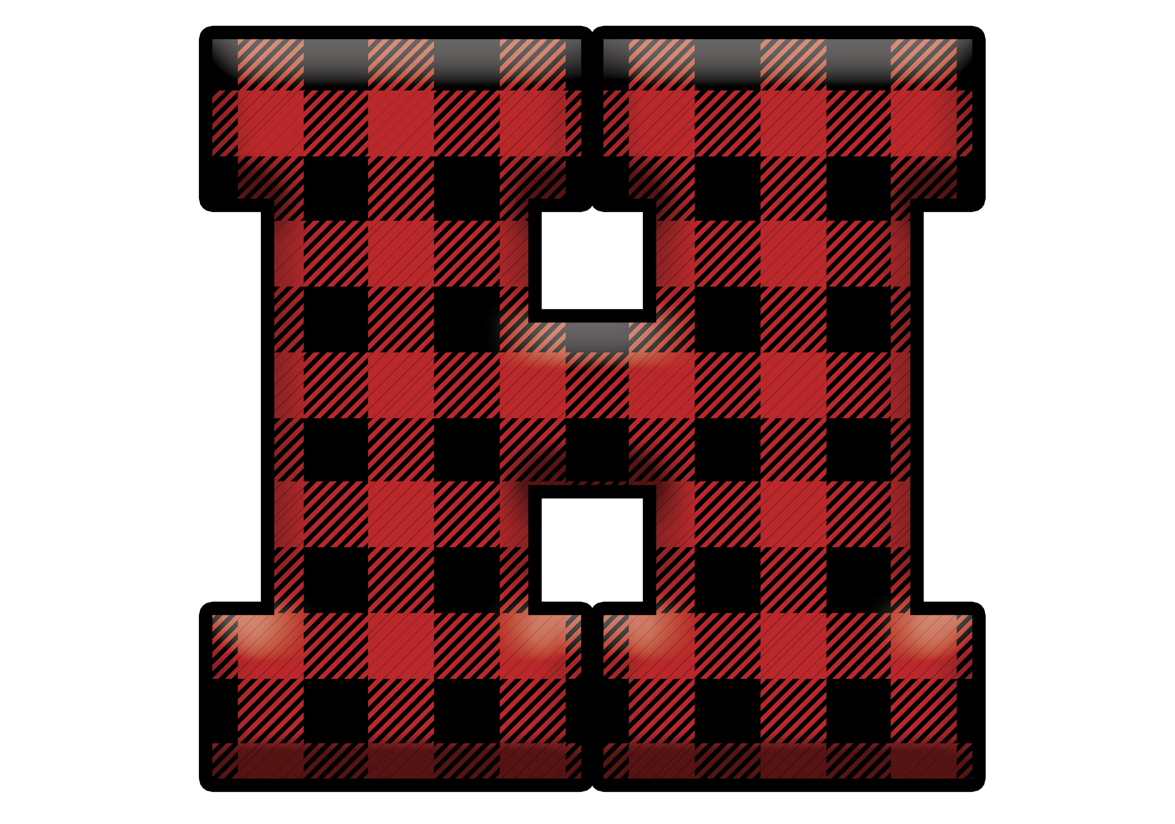 Red Plaid Initials- Full Color Transfer