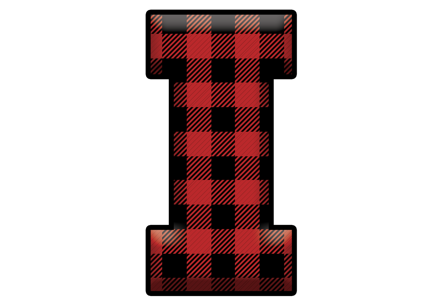 Red Plaid Initials- Full Color Transfer