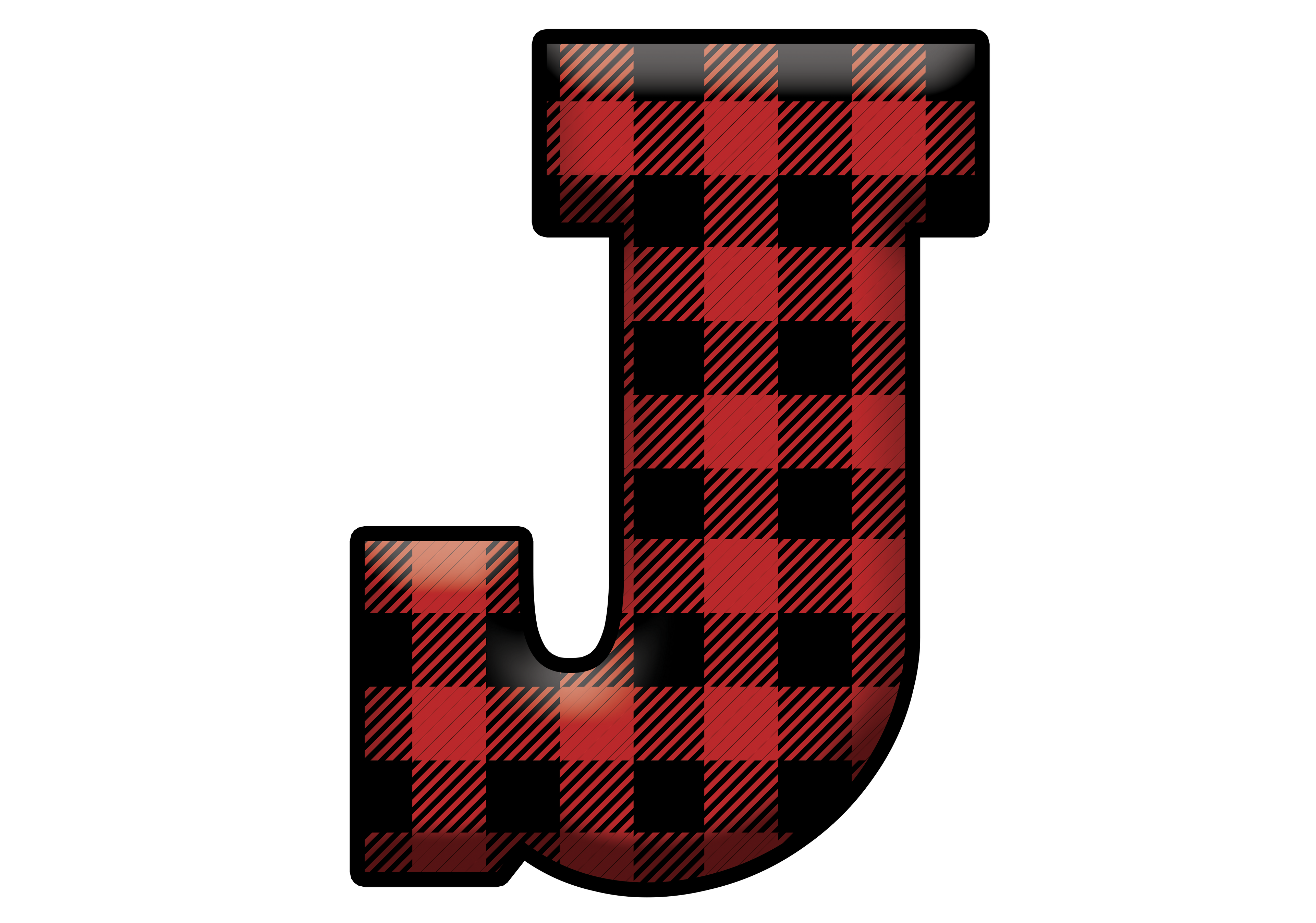 Red Plaid Initials- Full Color Transfer