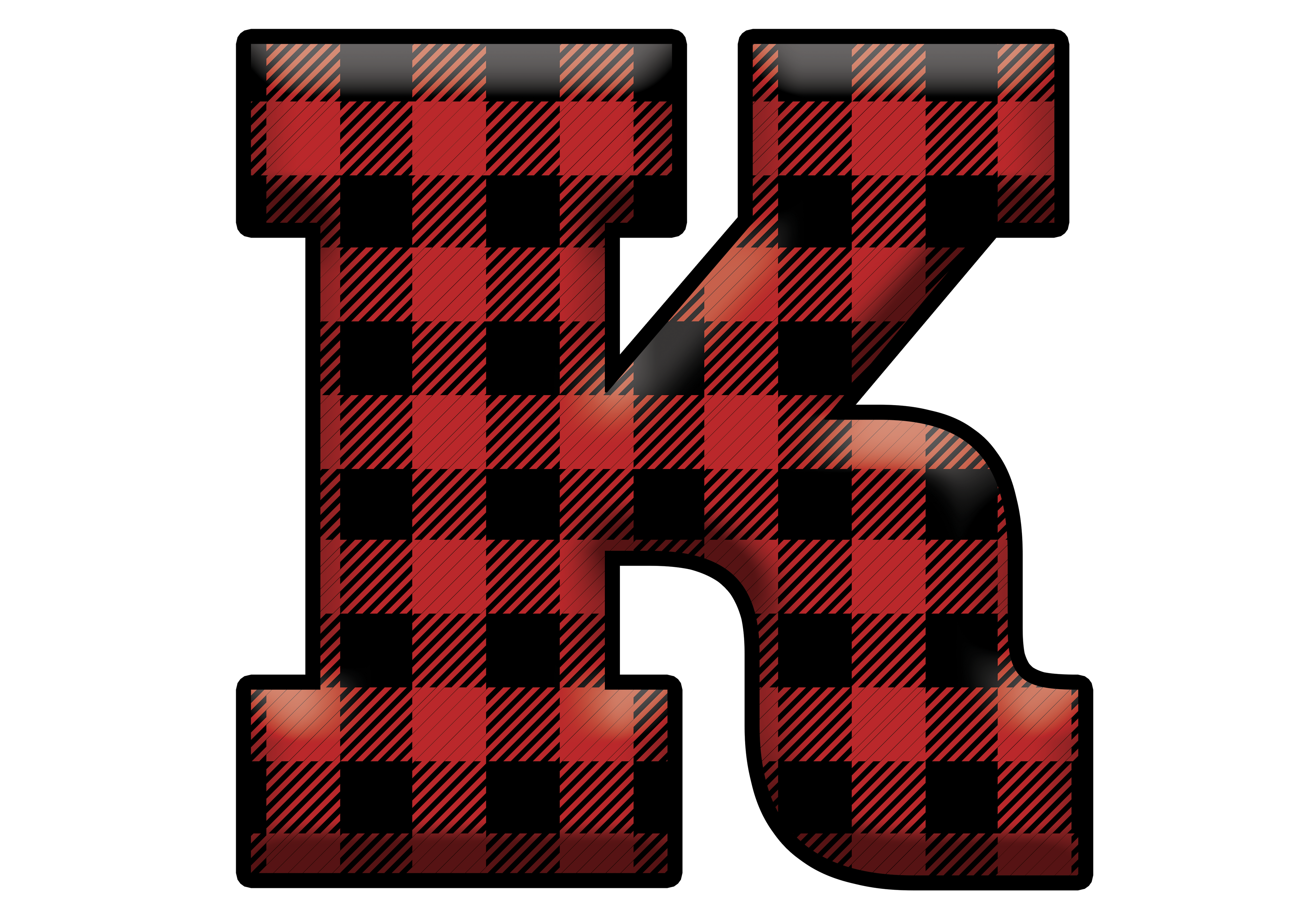 Red Plaid Initials- Full Color Transfer