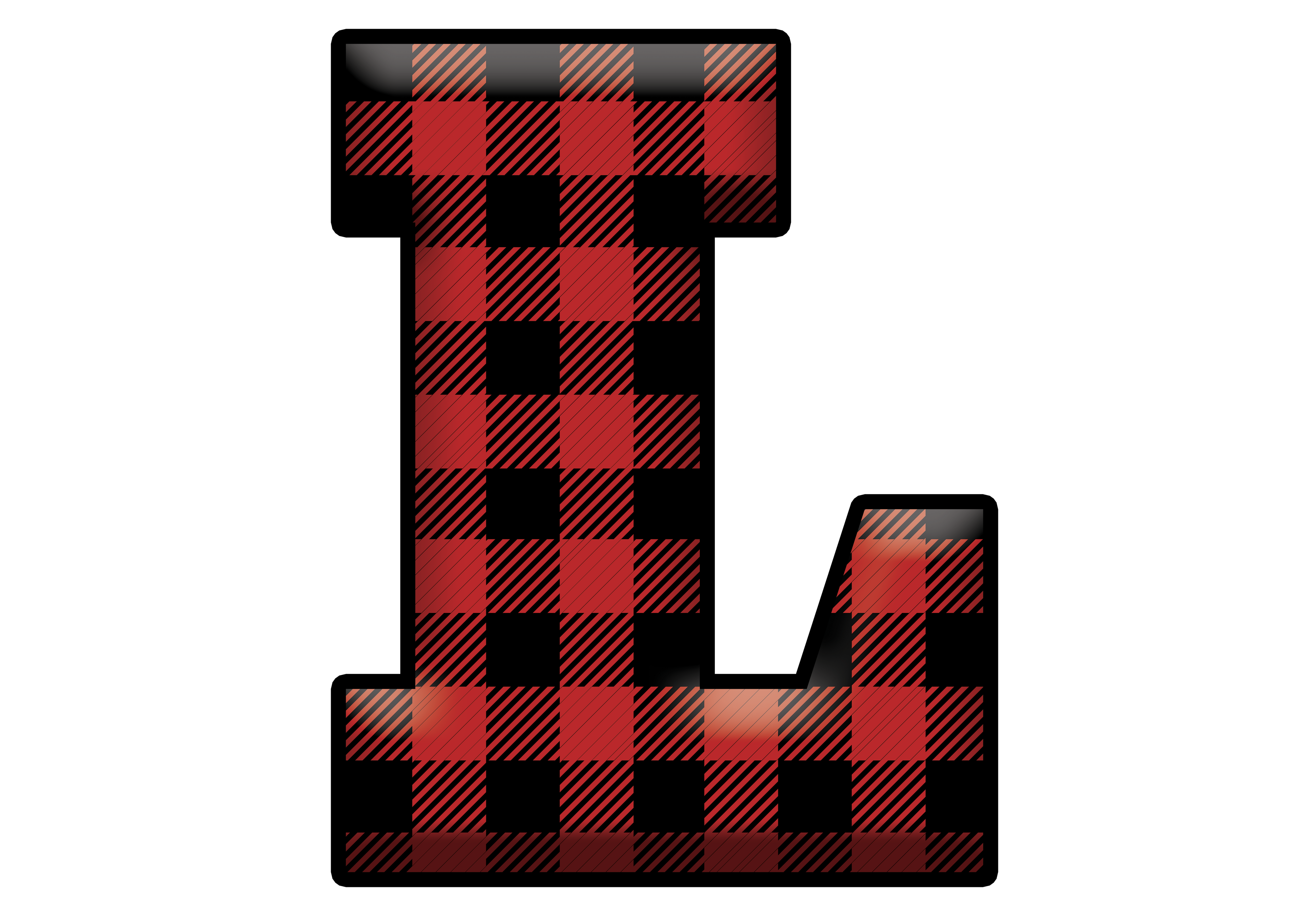 Red Plaid Initials- Full Color Transfer