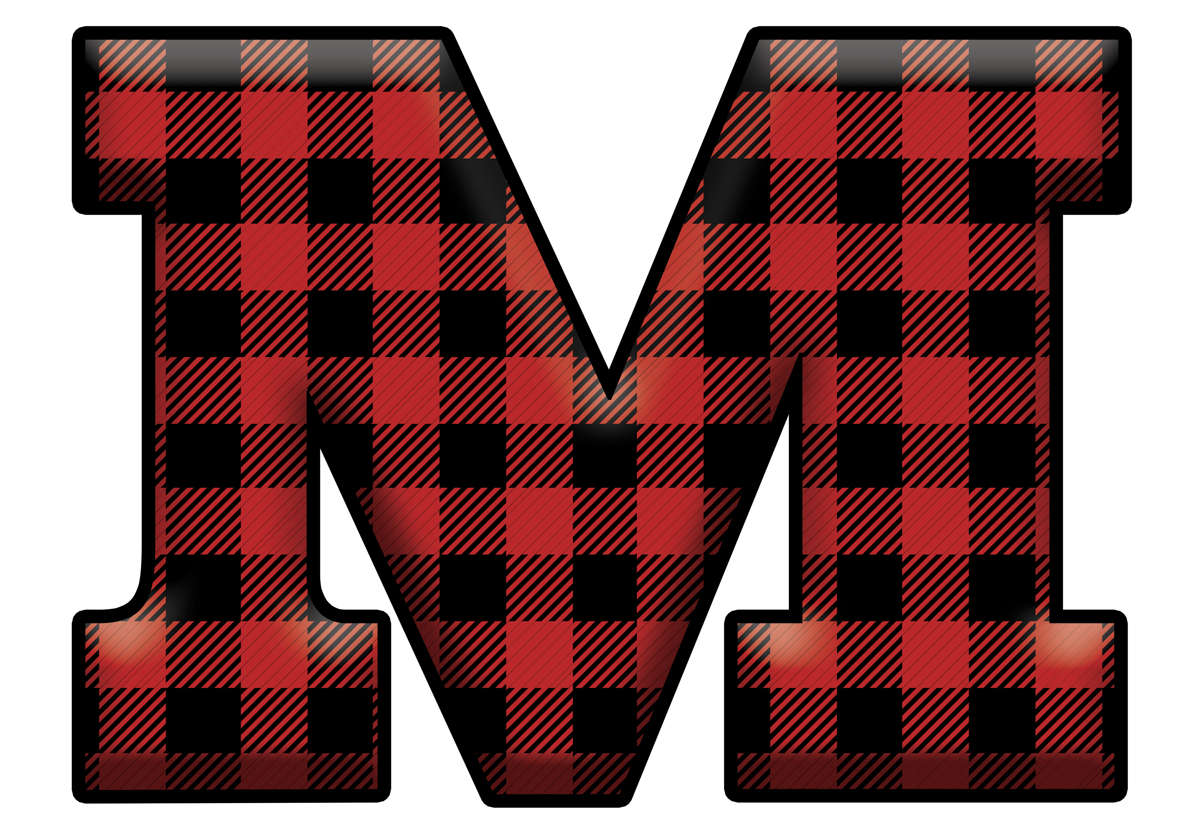 Red Plaid Initials- Full Color Transfer