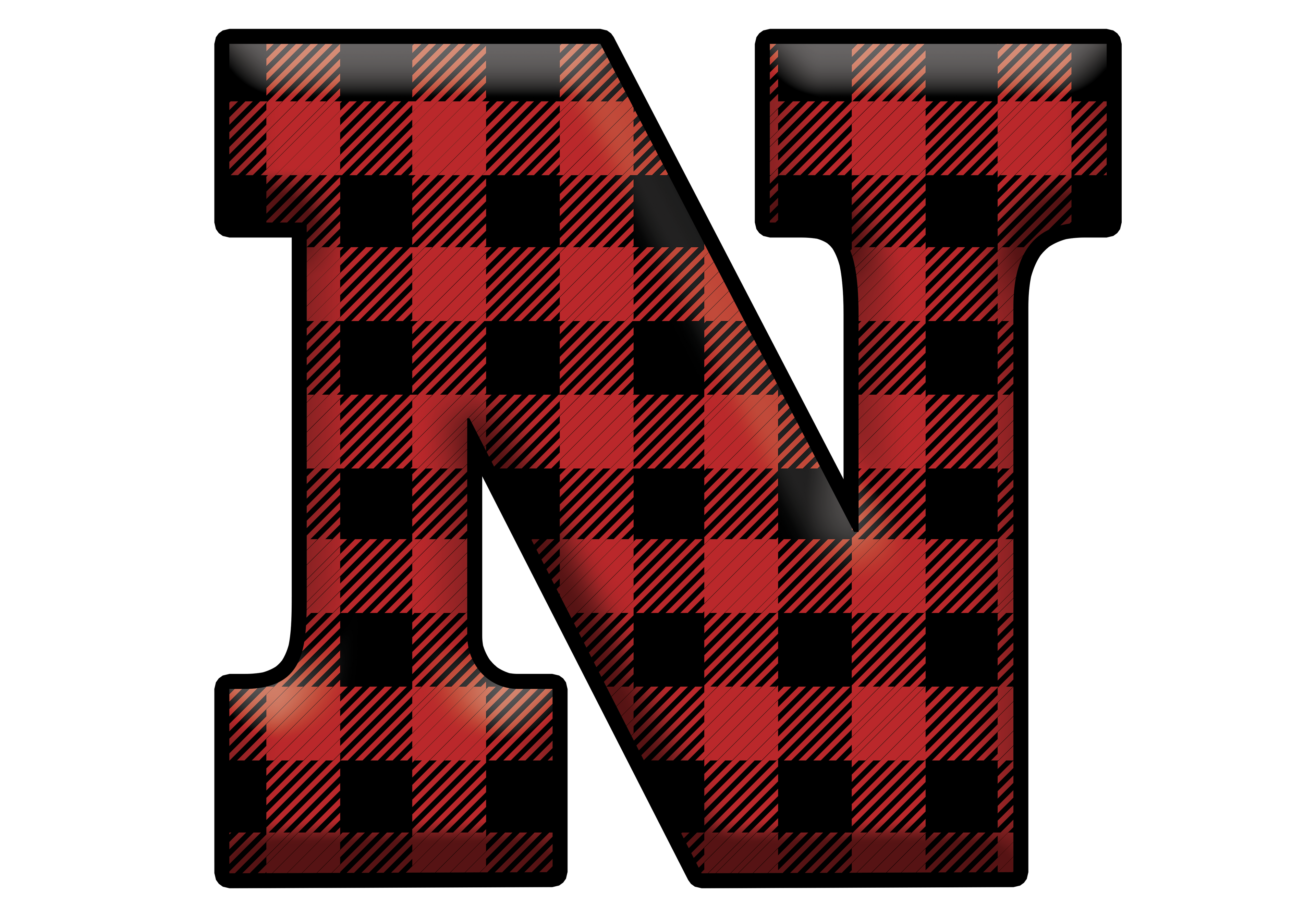 Red Plaid Initials- Full Color Transfer