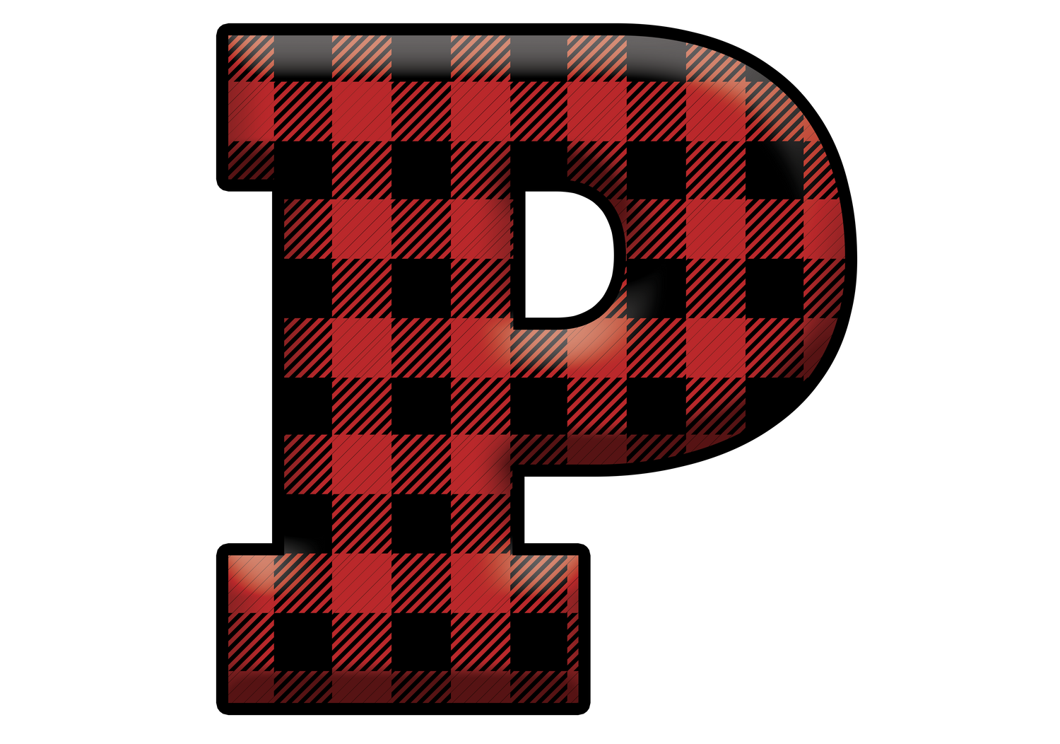 Red Plaid Initials- Full Color Transfer