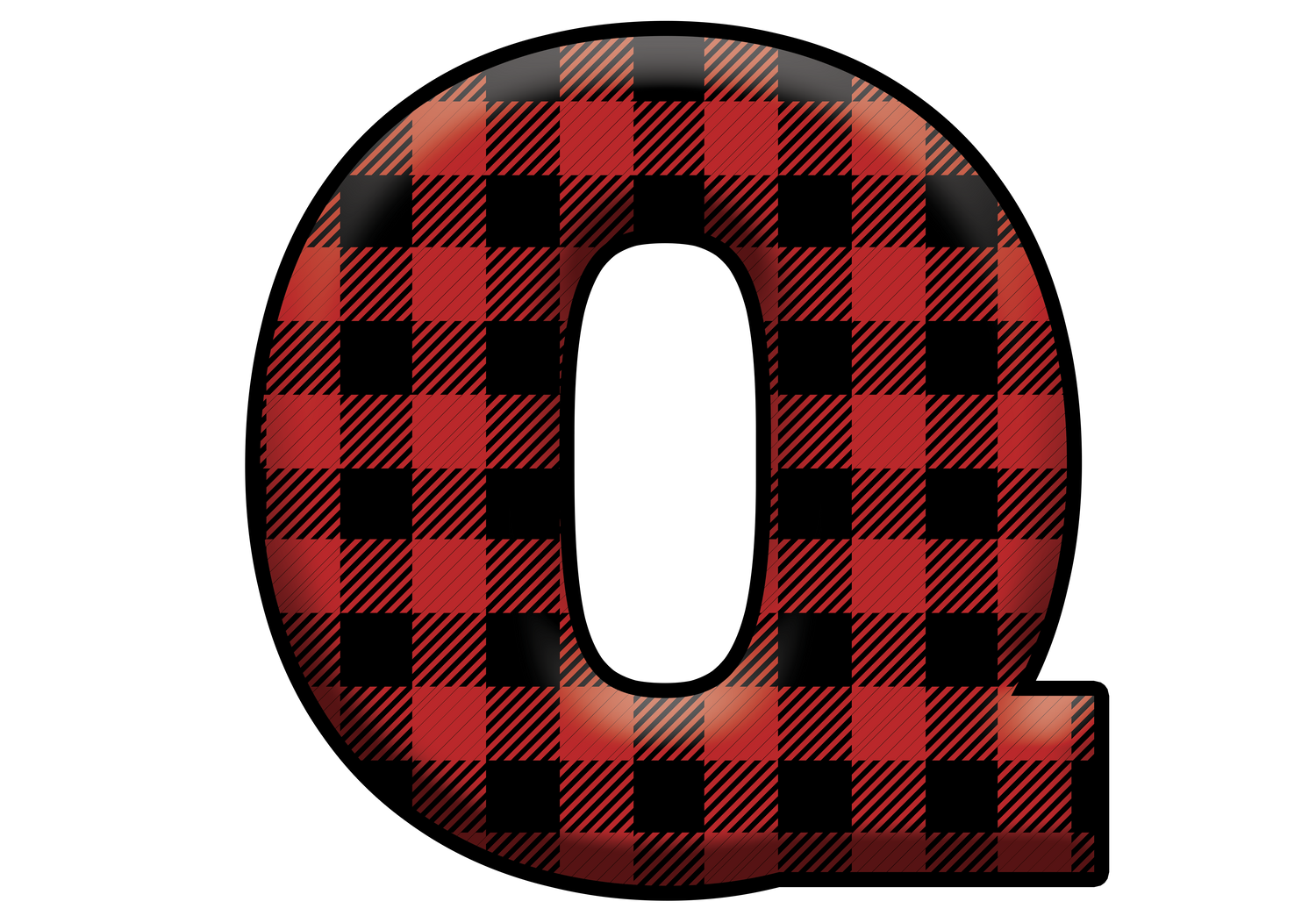 Red Plaid Initials- Full Color Transfer