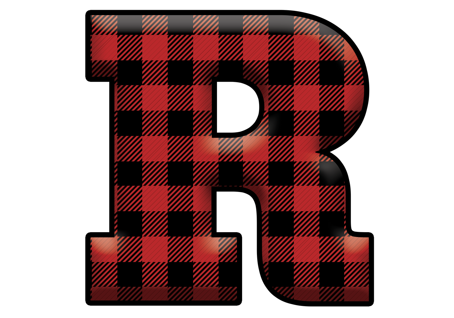 Red Plaid Initials- Full Color Transfer