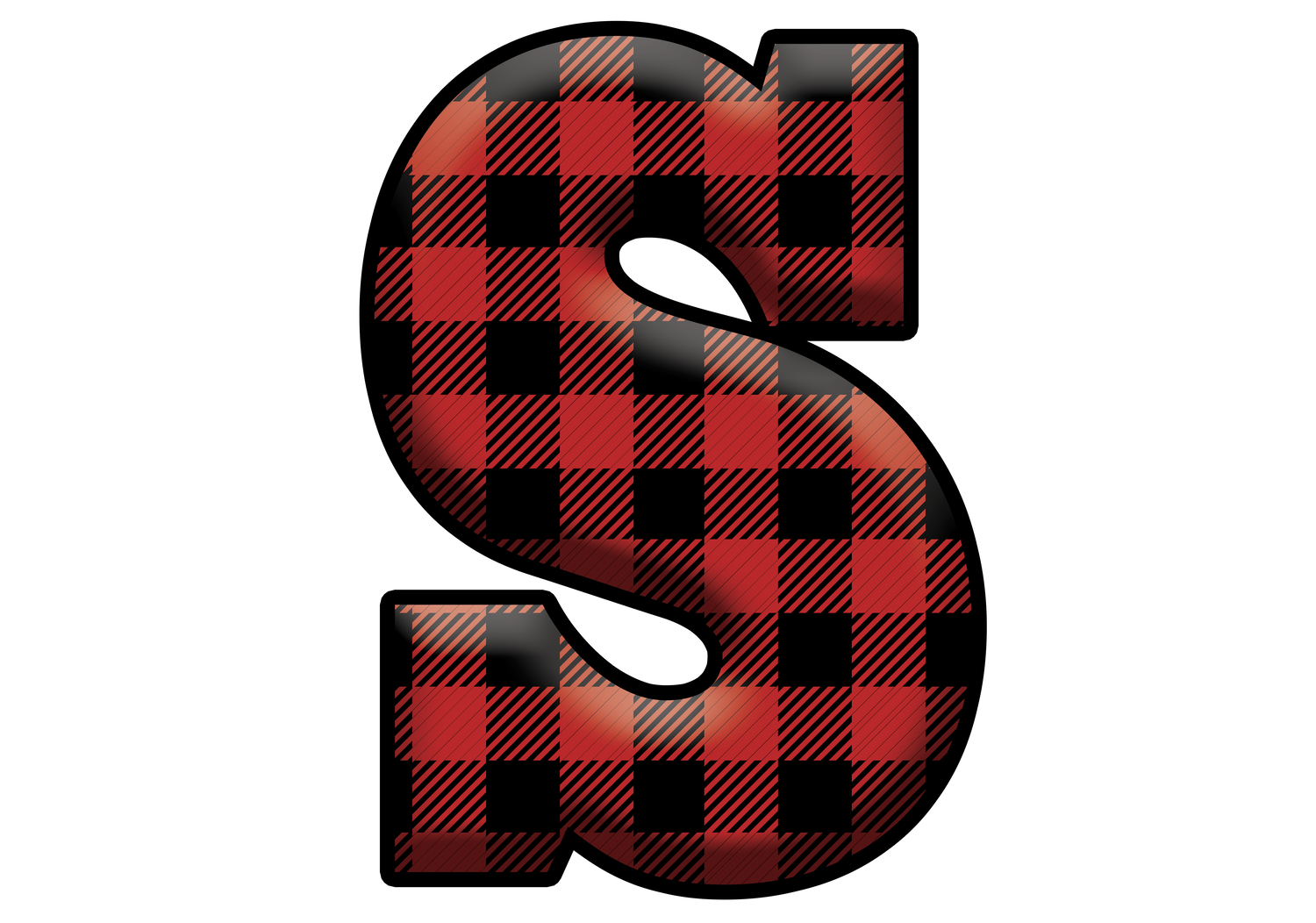 Red Plaid Initials- Full Color Transfer