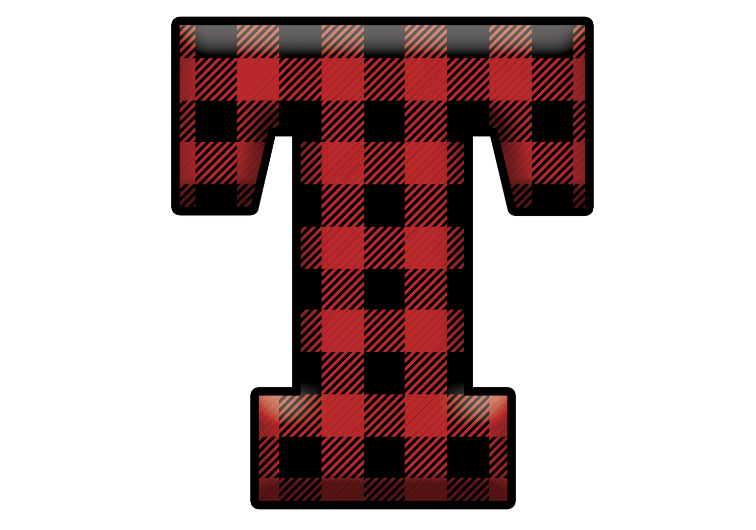 Red Plaid Initials- Full Color Transfer