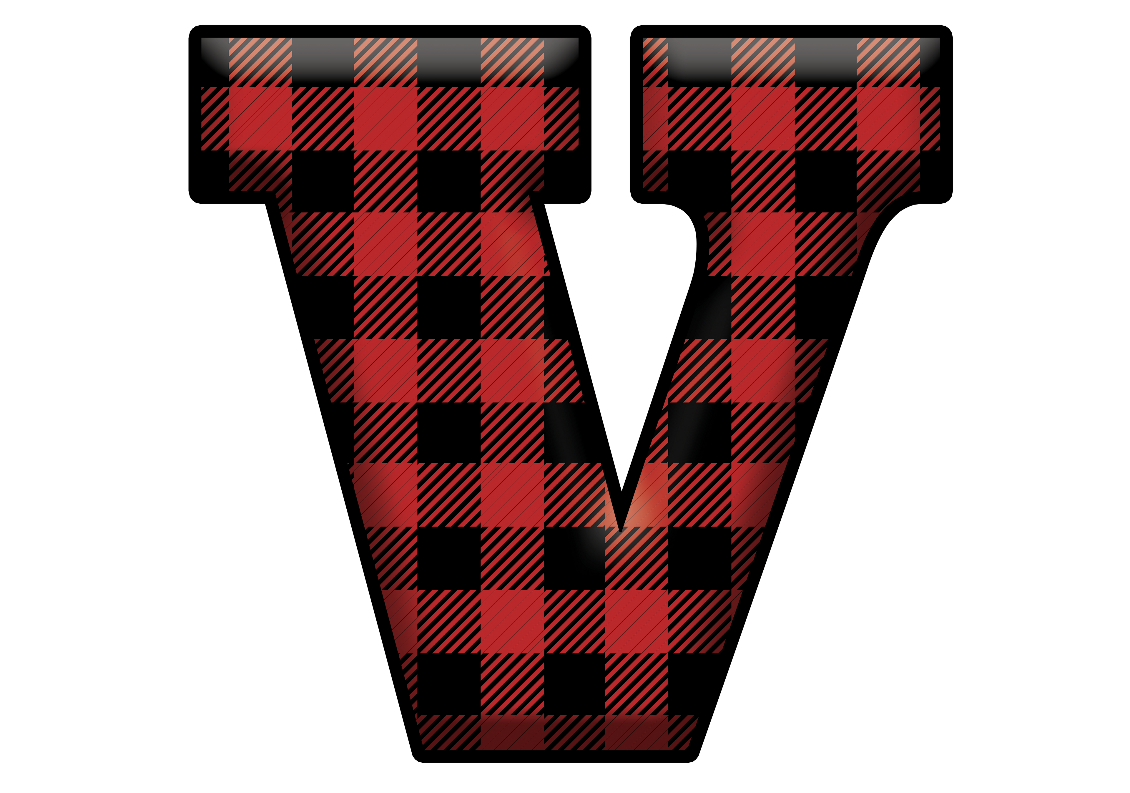 Red Plaid Initials- Full Color Transfer